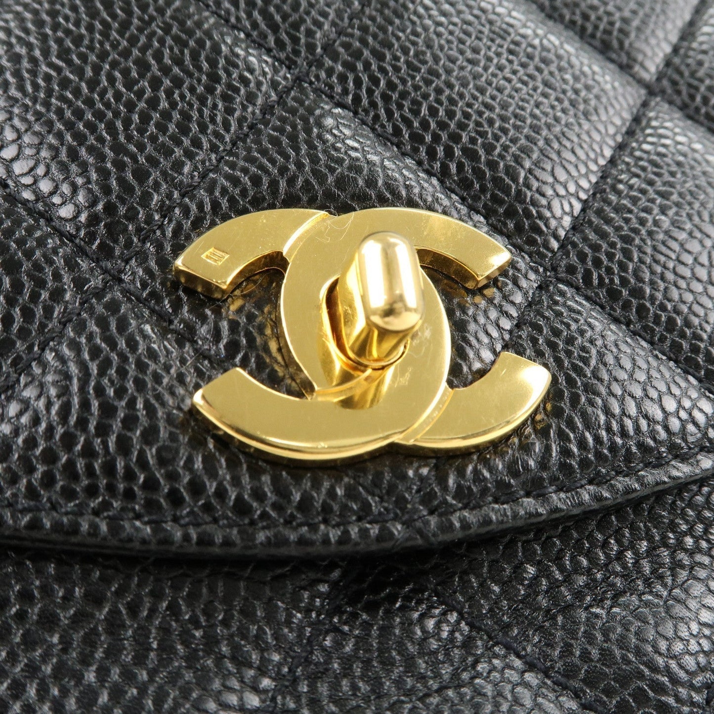 CHANEL Matelasse Caviar Skin Chain Tote Bag Shoulder Bag Black