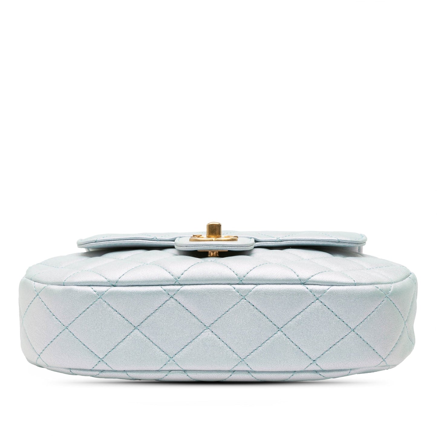 Blue Chanel CC Quilted Lambskin Top Handle Flap Satchel
