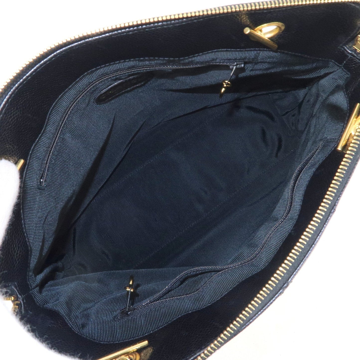 CHANEL Matelasse Caviar Skin Chain Tote Bag Shoulder Bag Black