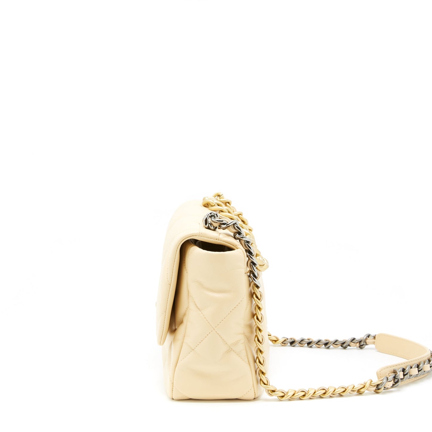 Chanel Medium 19 Bag Goatskin Beige With Gold/Silver Hardware
