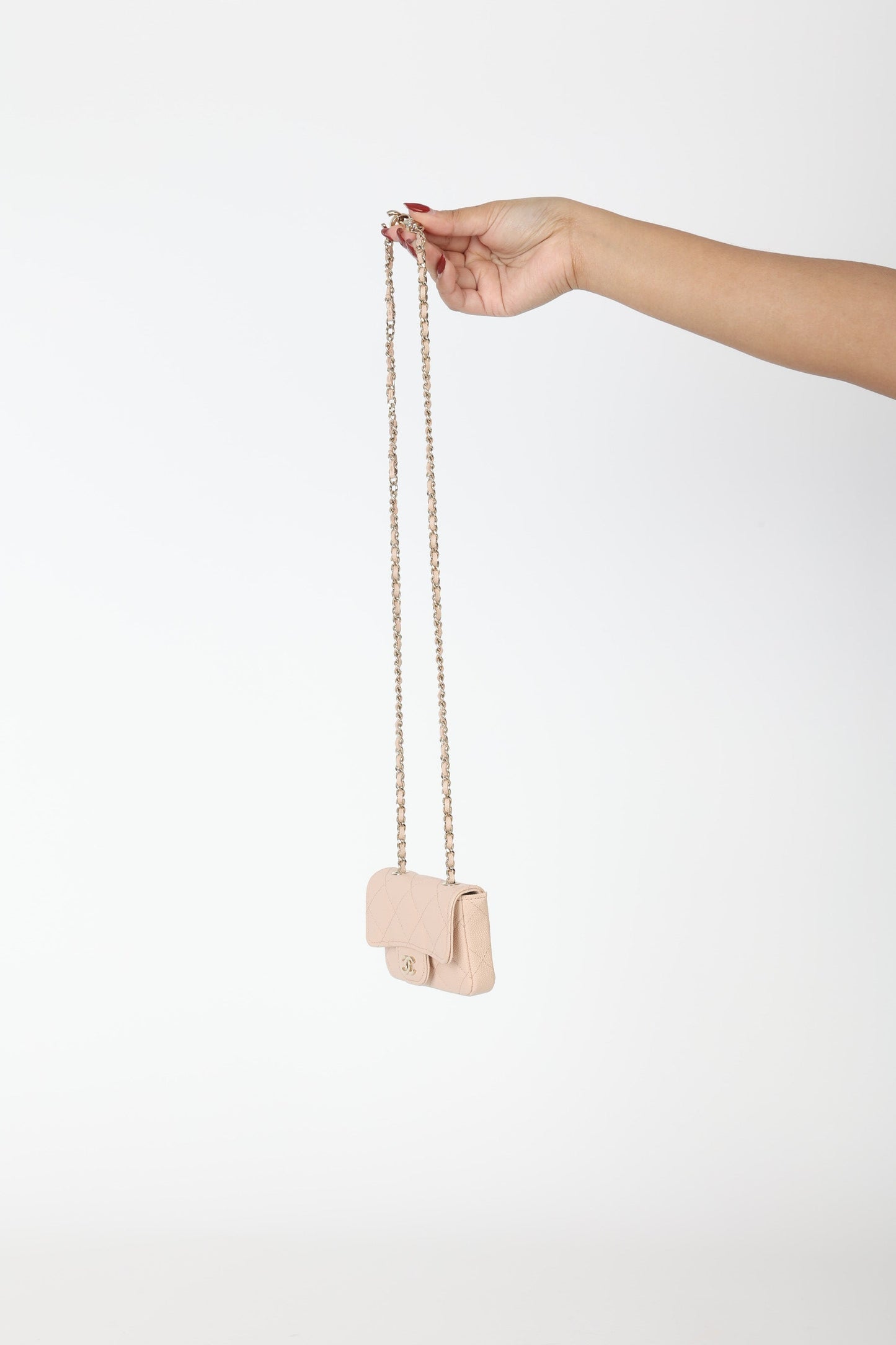 Chanel Caviar 22C Beige Cardholder Belt Bag