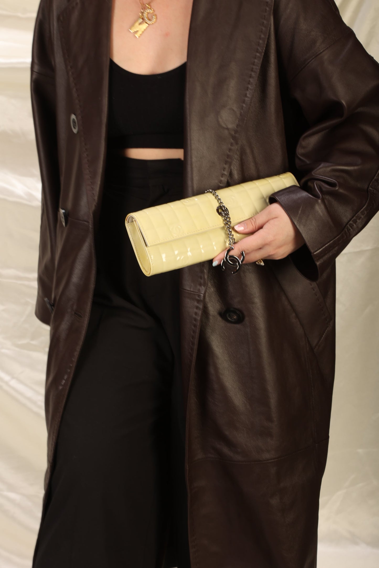 Chanel Patent Yellow Chocolate Bar Clutch