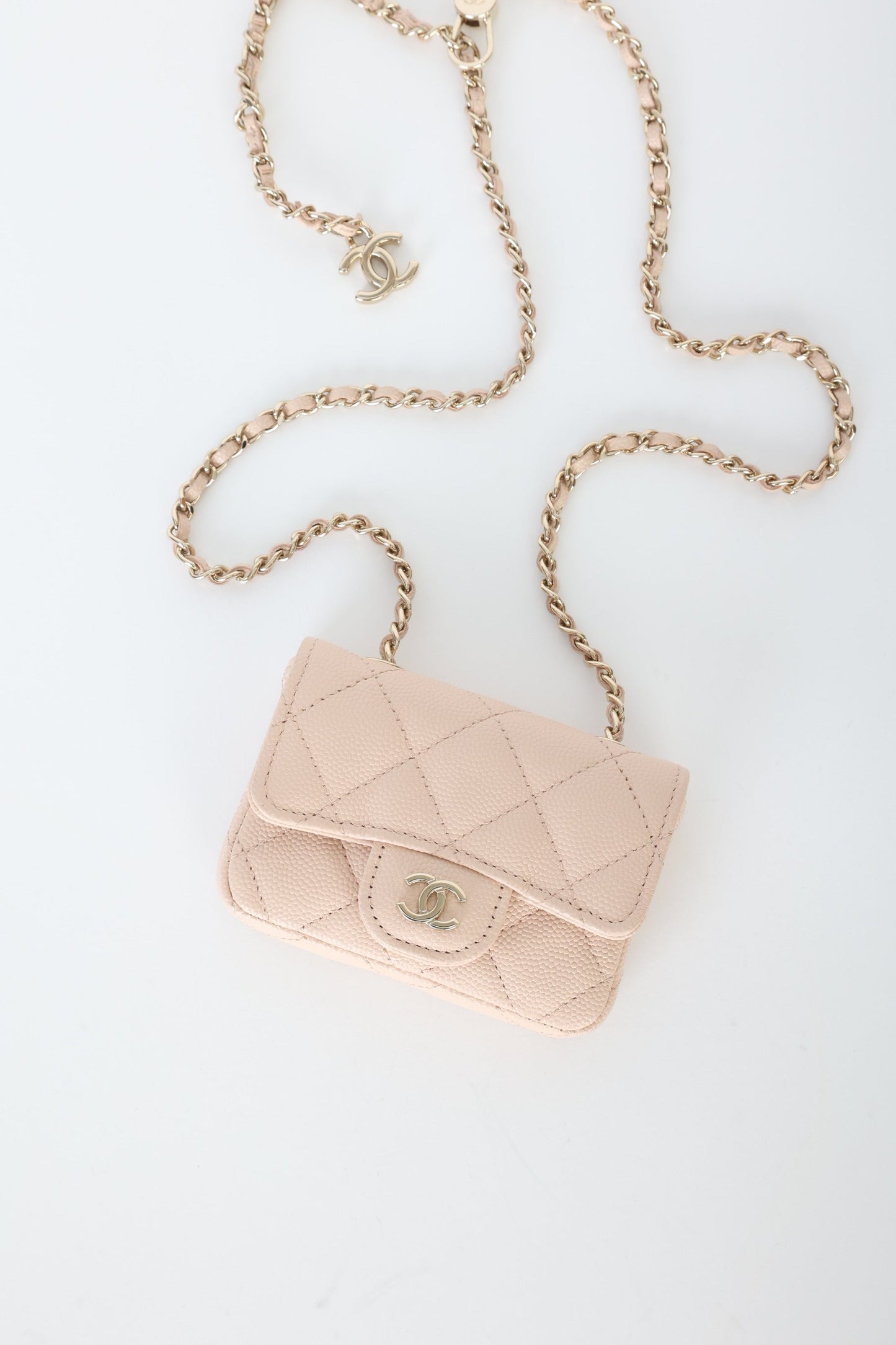 Chanel Caviar 22C Beige Cardholder Belt Bag