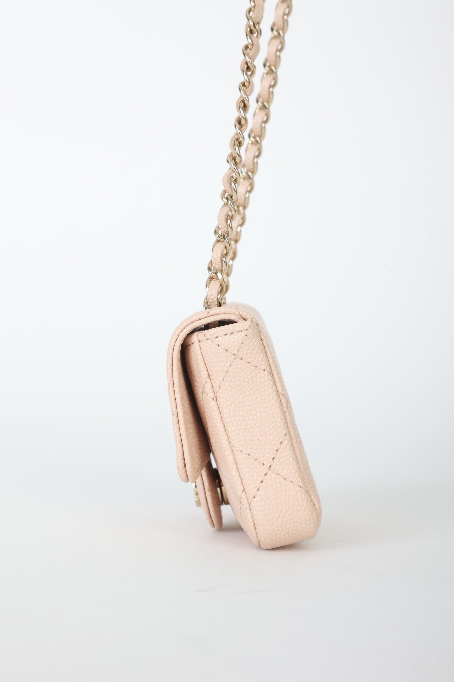 Chanel Caviar 22C Beige Cardholder Belt Bag