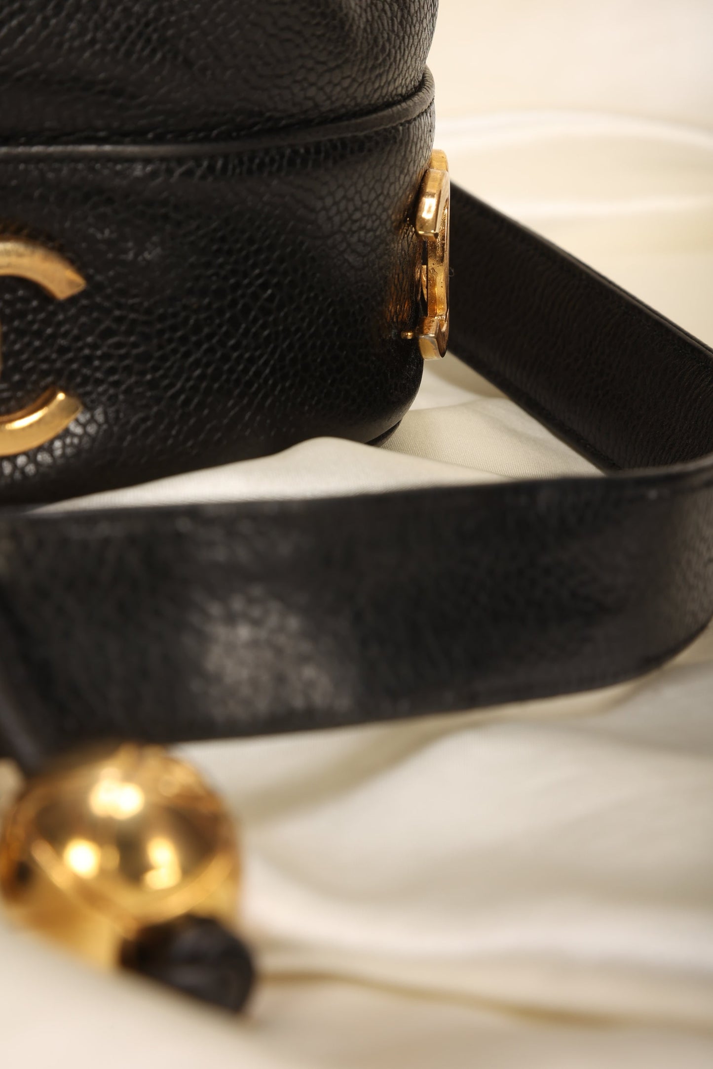Chanel Caviar Logo Mini Bucket