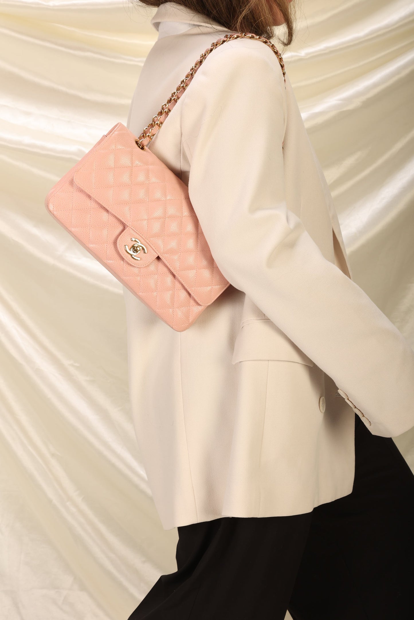 Extremely Rare 2004 Chanel Caviar Pink Double Flap