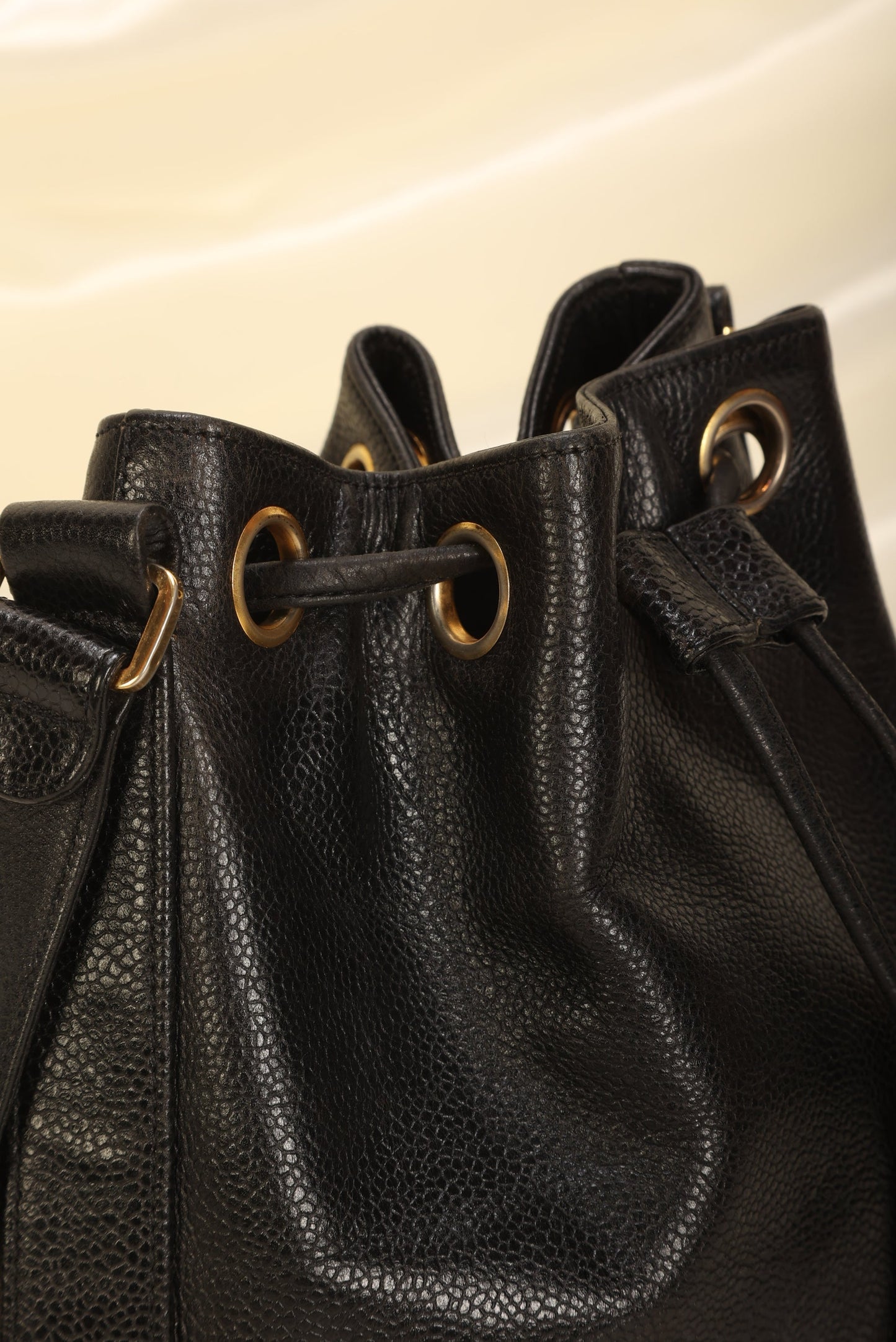 Chanel Caviar Logo Mini Bucket