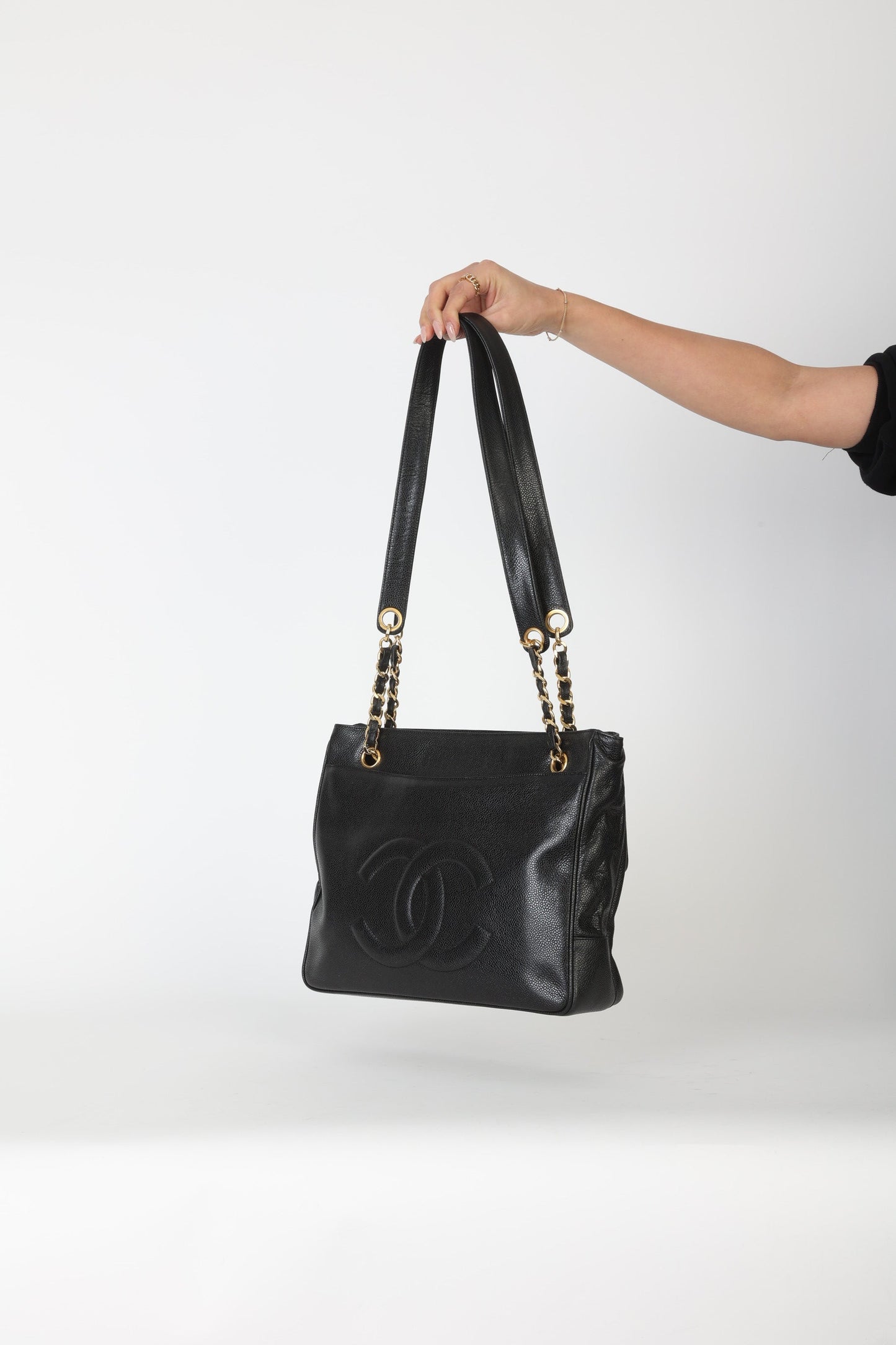 Chanel 1991 Double-Sided Caviar Turnlock Tote