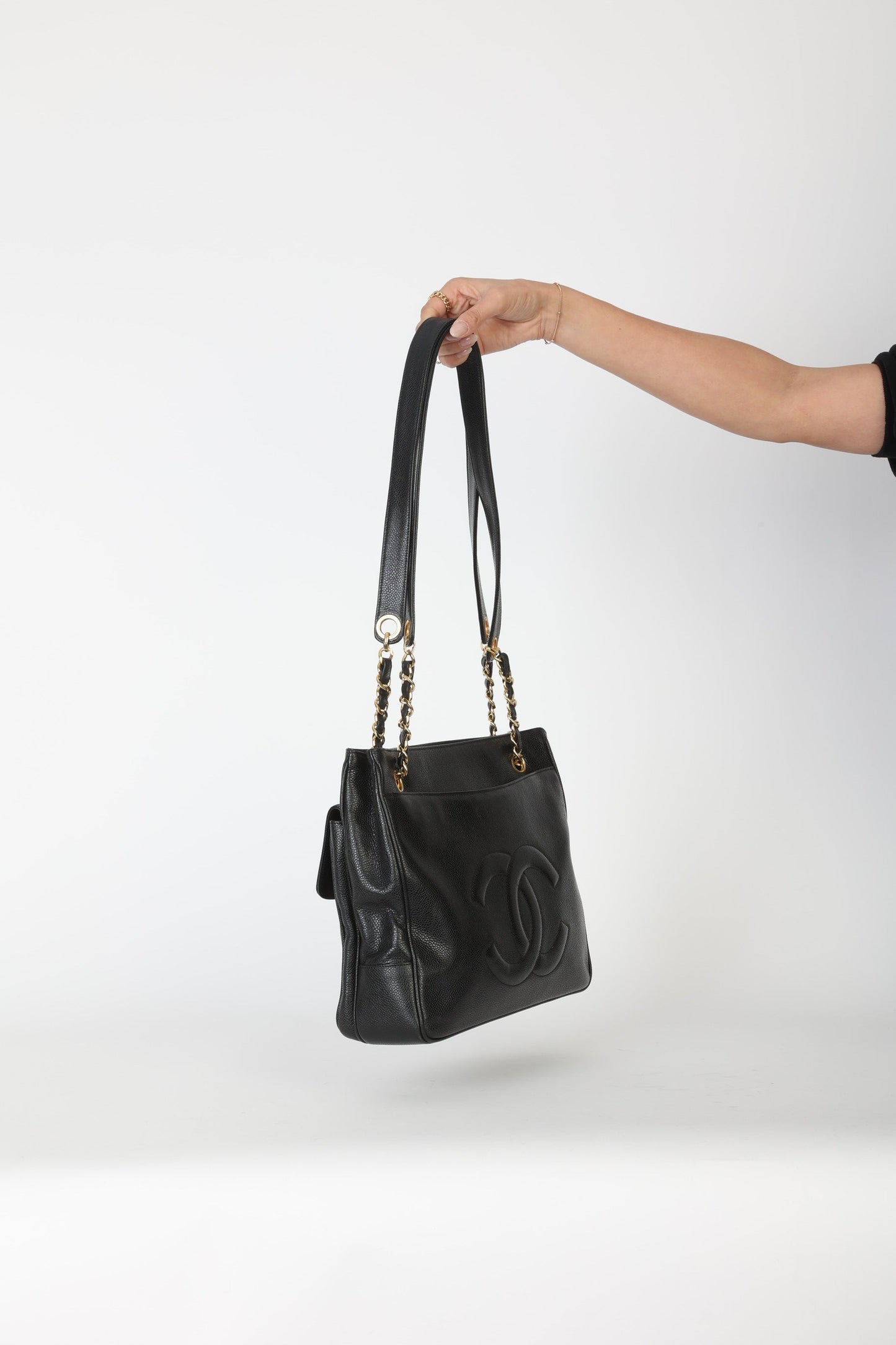 Chanel 1991 Double-Sided Caviar Turnlock Tote