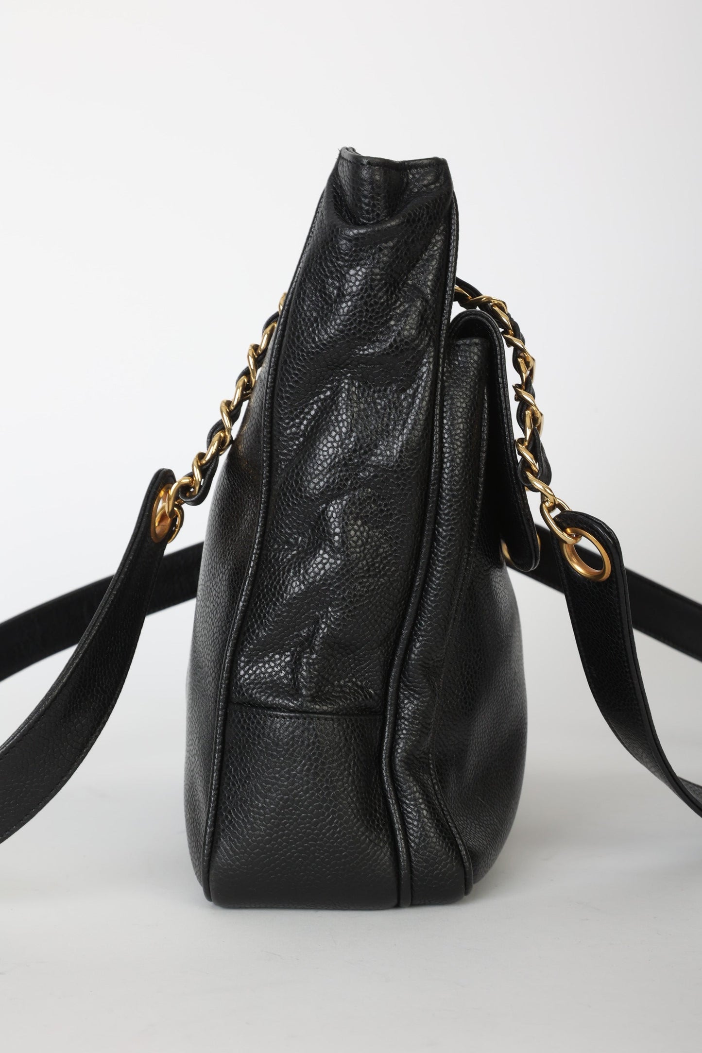 Chanel 1991 Double-Sided Caviar Turnlock Tote