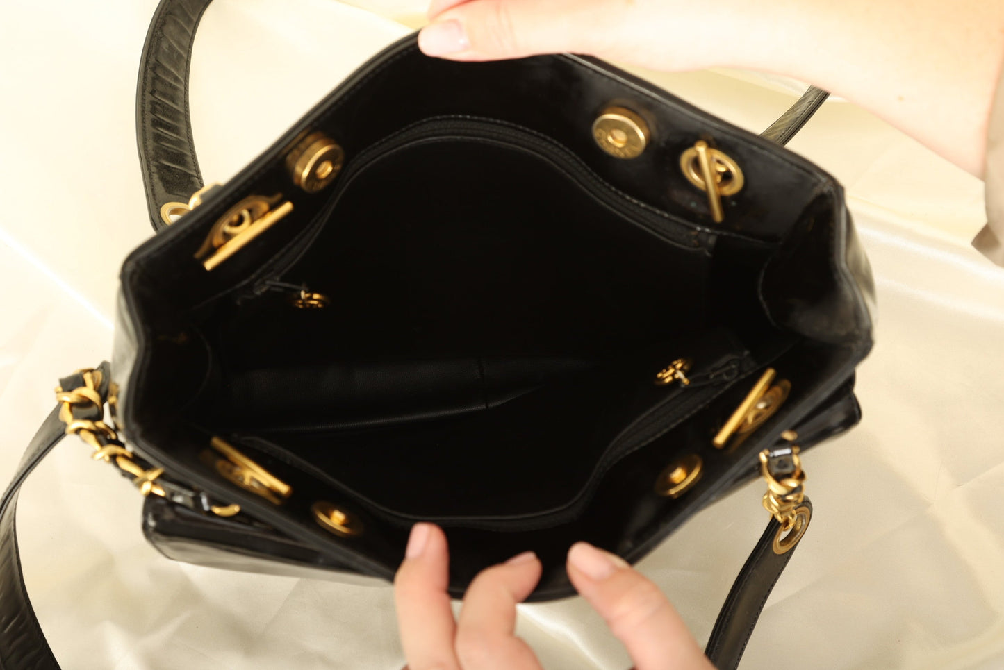 Chanel Patent Turnlock Tote