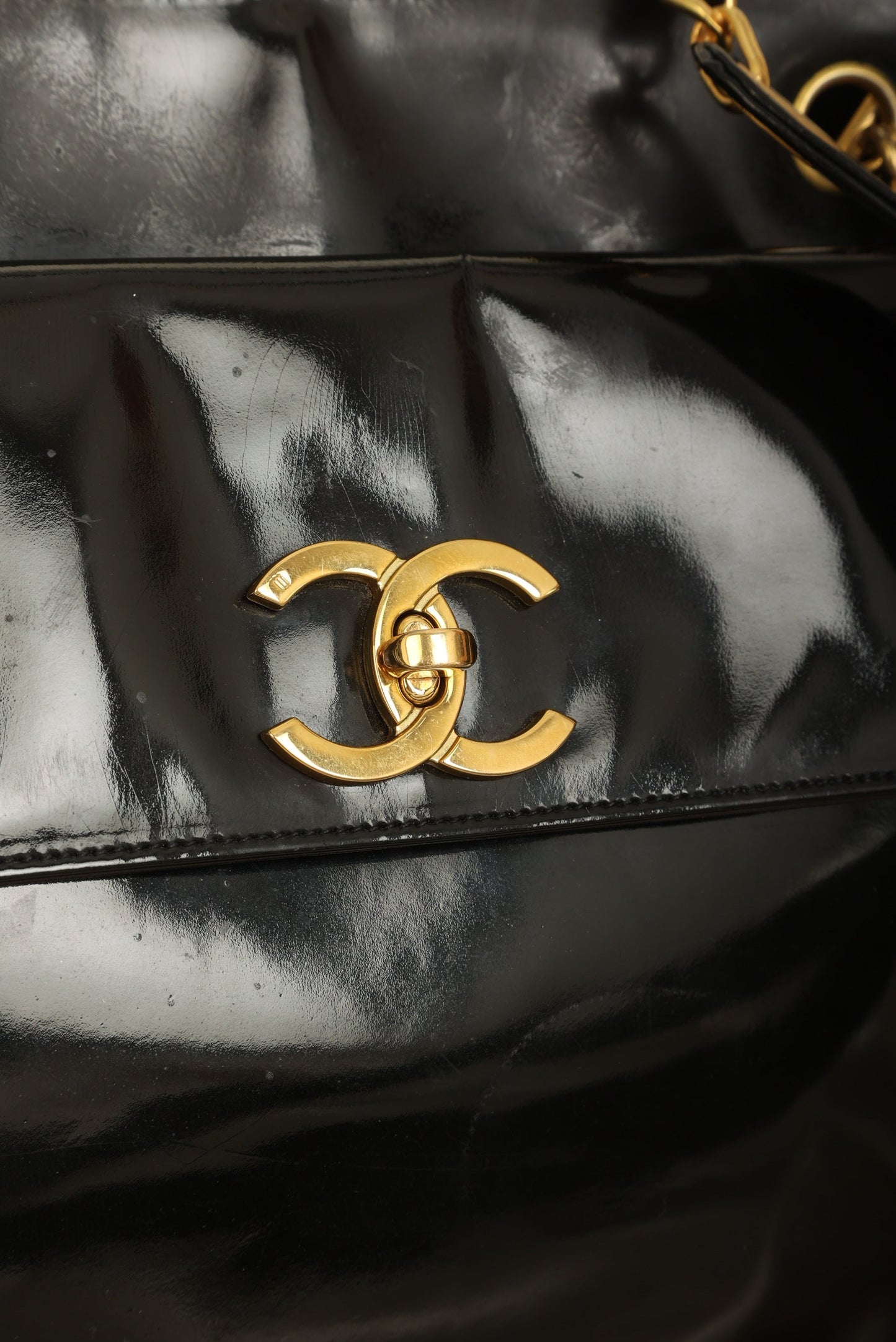 Chanel Patent Turnlock Tote