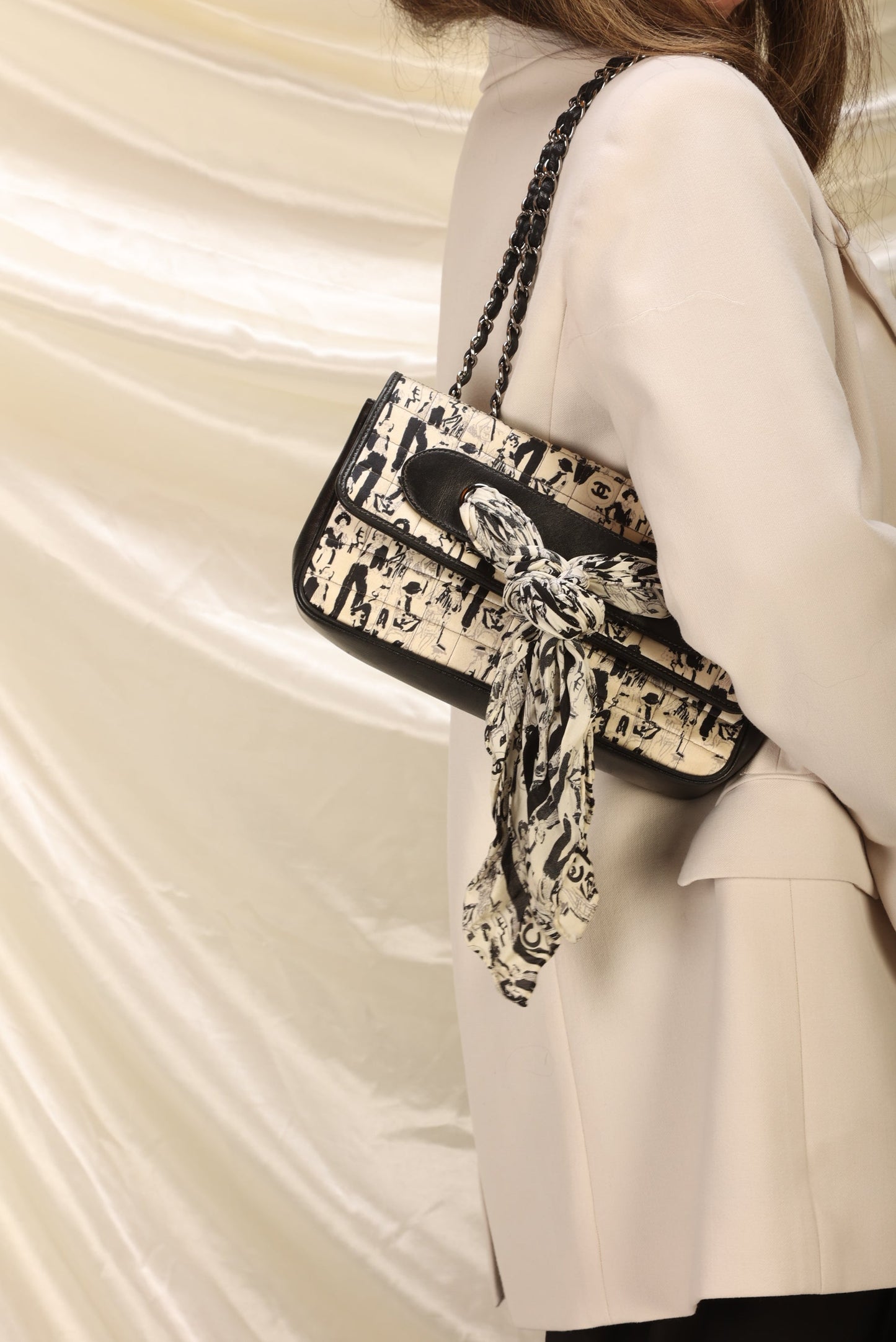 Extremely Rare Chanel Satin Coco Scarf Flap Bag