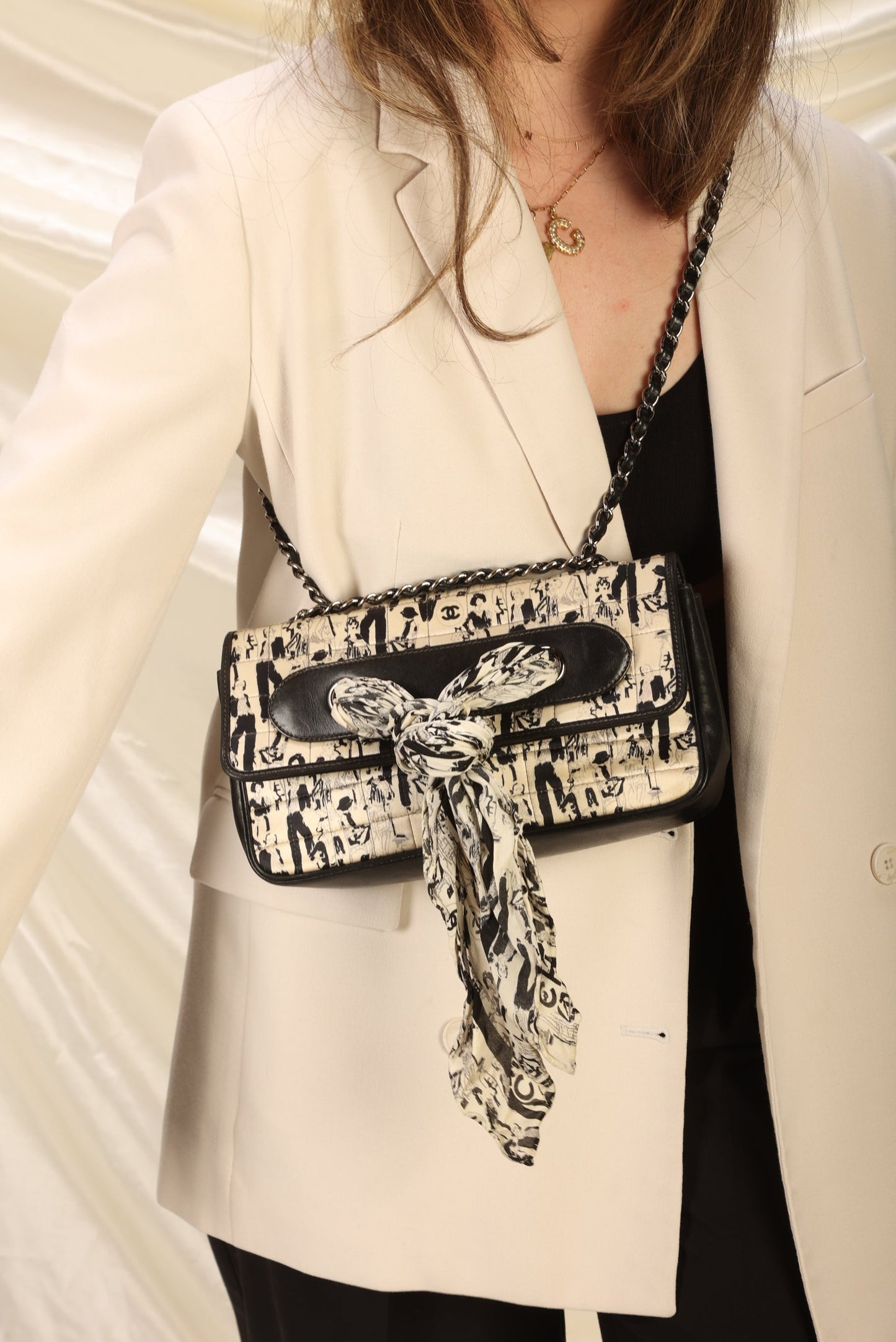 Extremely Rare Chanel Satin Coco Scarf Flap Bag