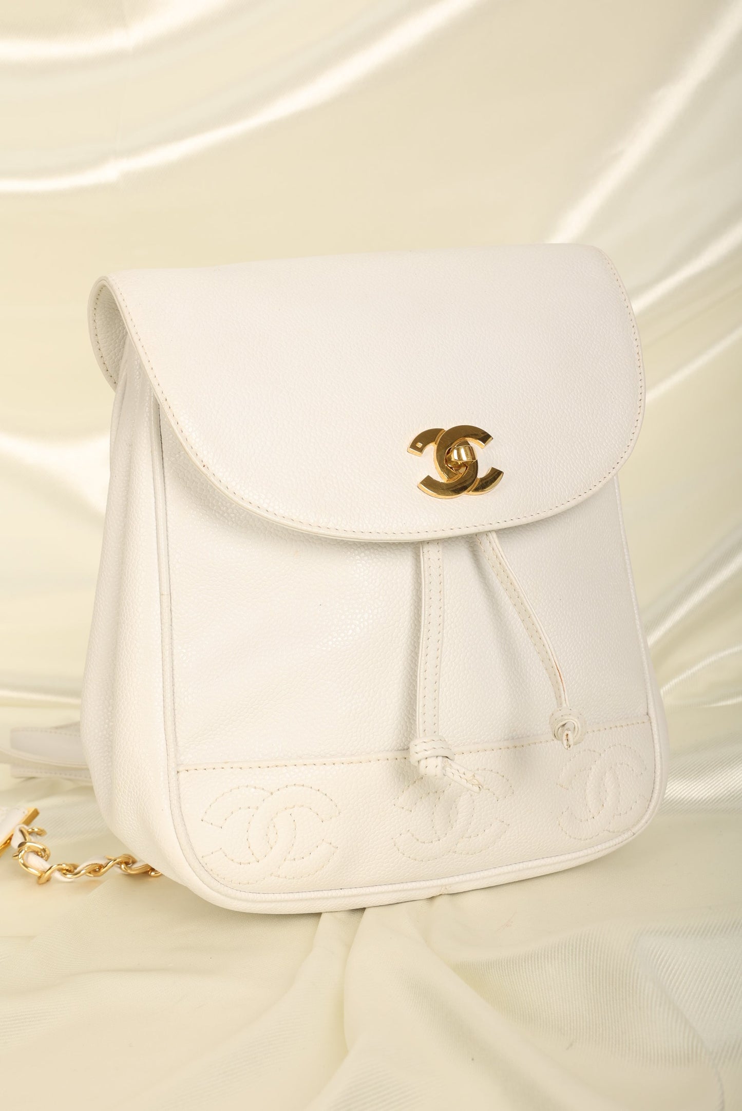 Chanel Caviar Logo Backpack