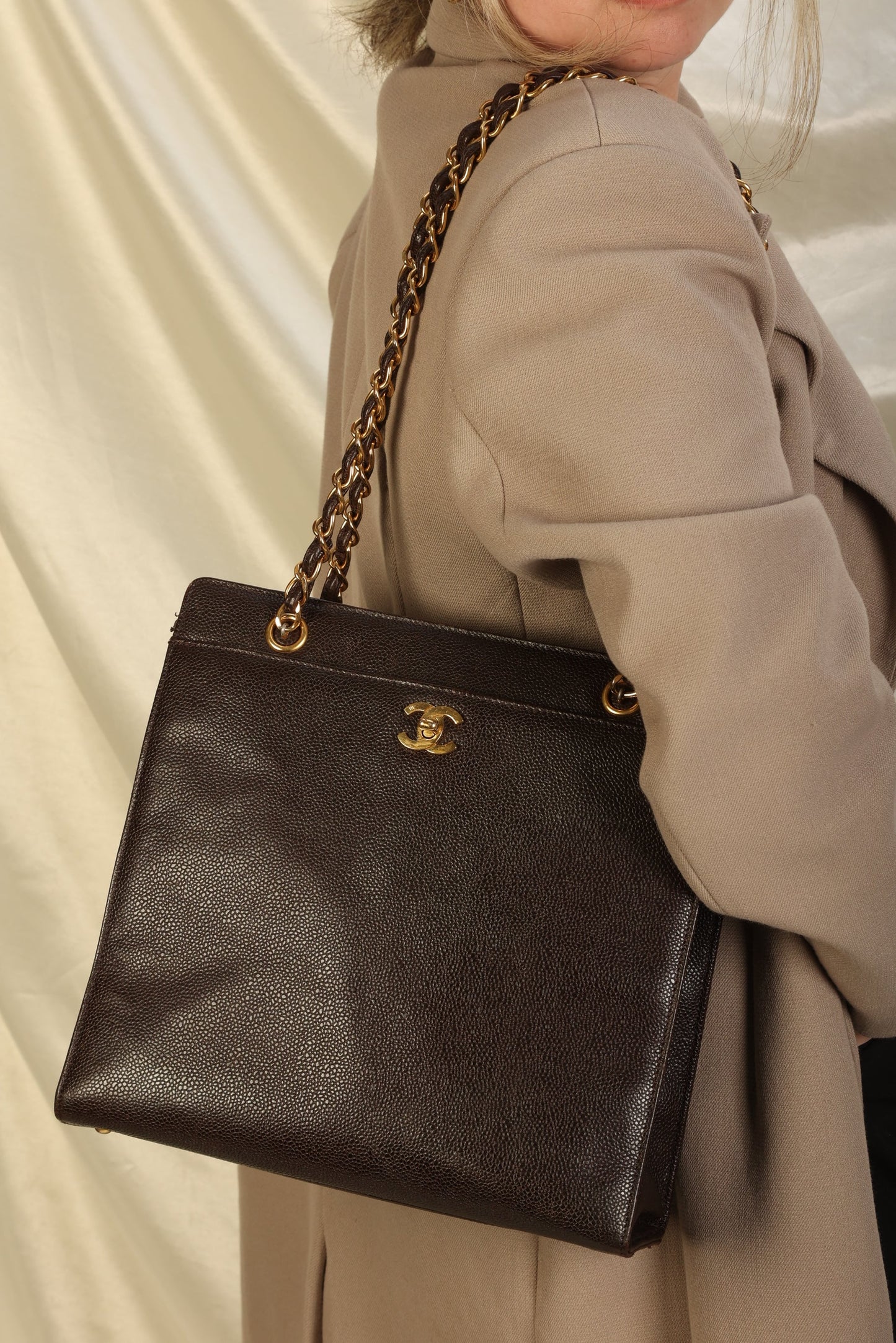 Chanel Caviar Turnlock Tote