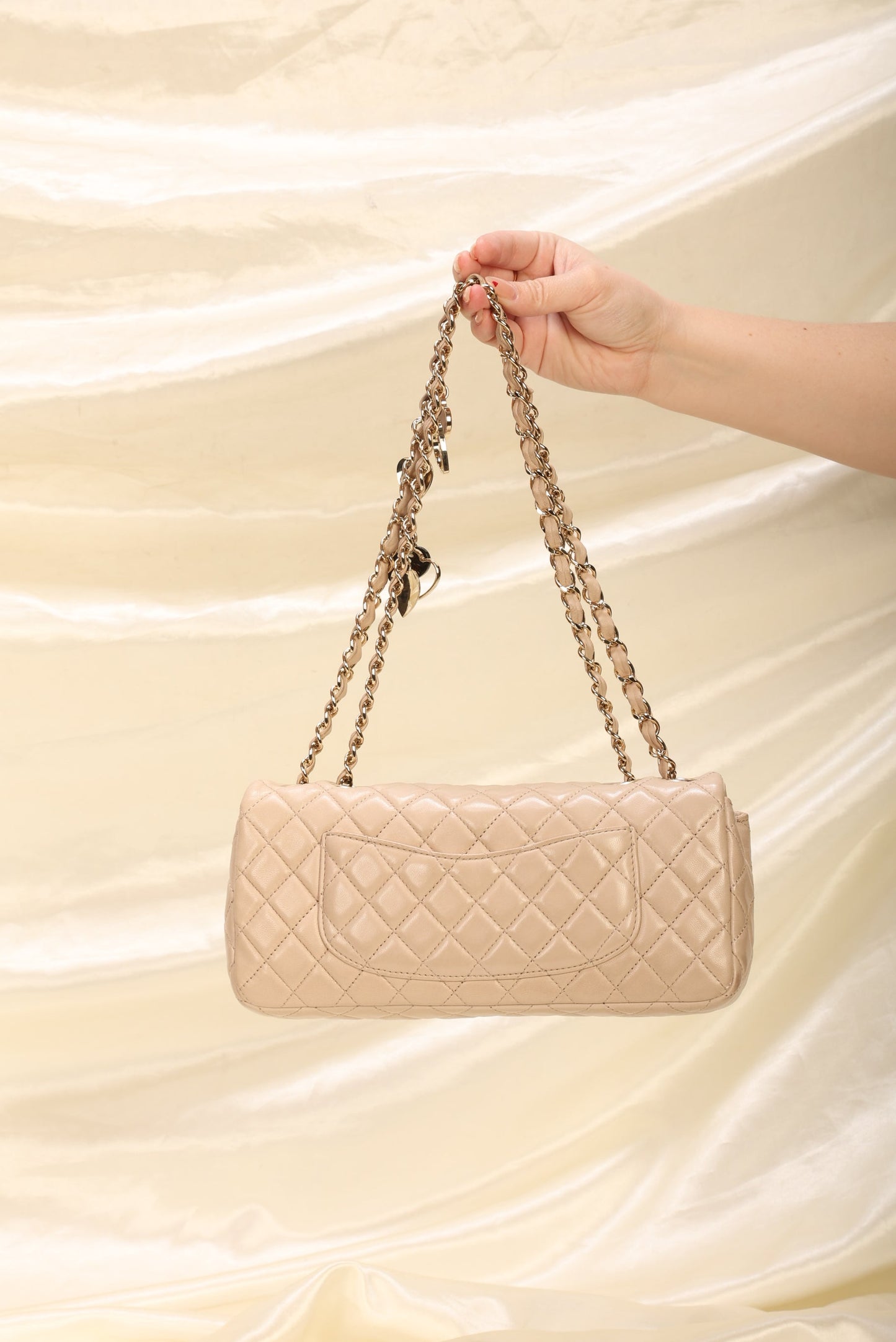 Extremely Rare Limited Edition Chanel Lambskin Heart Baguette