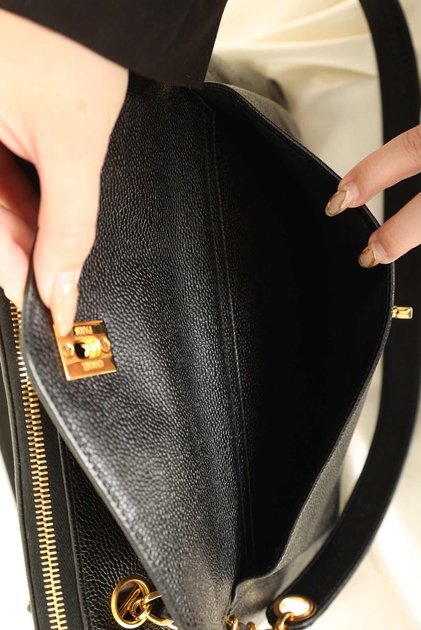 Chanel Caviar Turnlock Tote