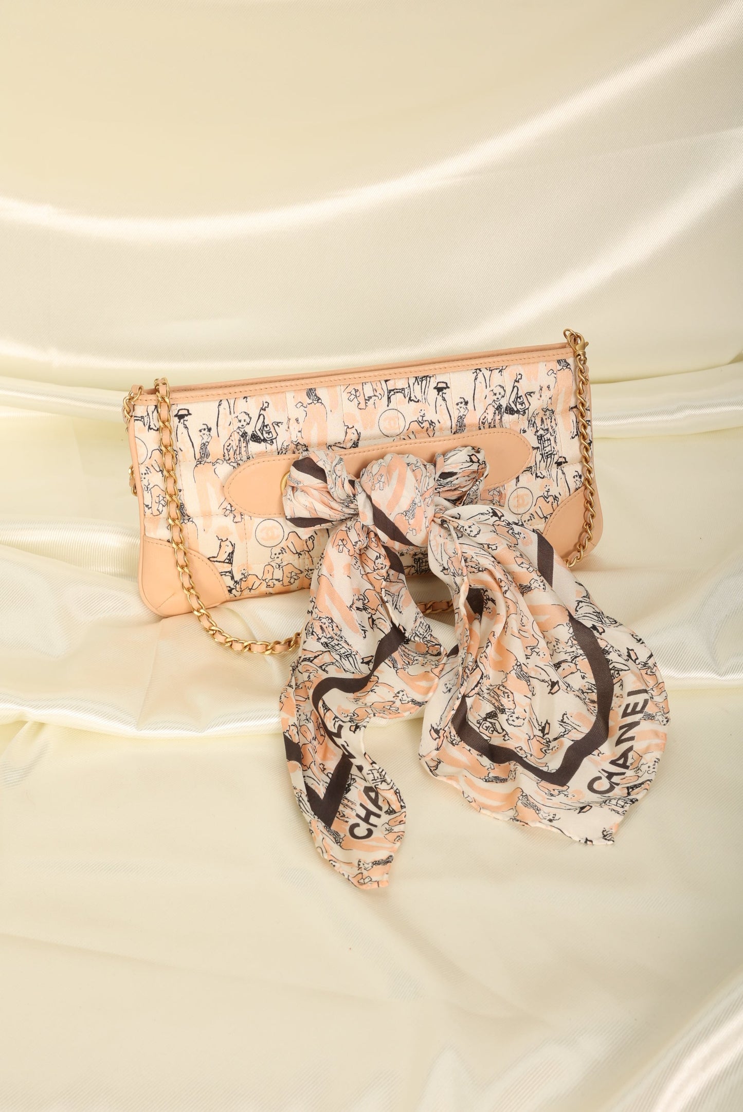 Extremely Rare Chanel Coco Mademoiselle Satin Scarf Pochette