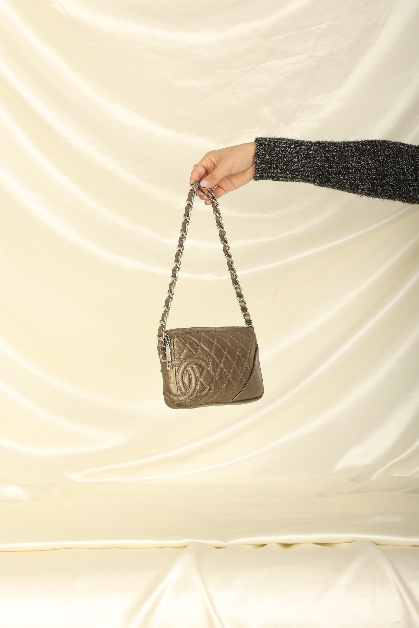 Chanel 2006 Calfskin Metallic Cambon Chain Pochette