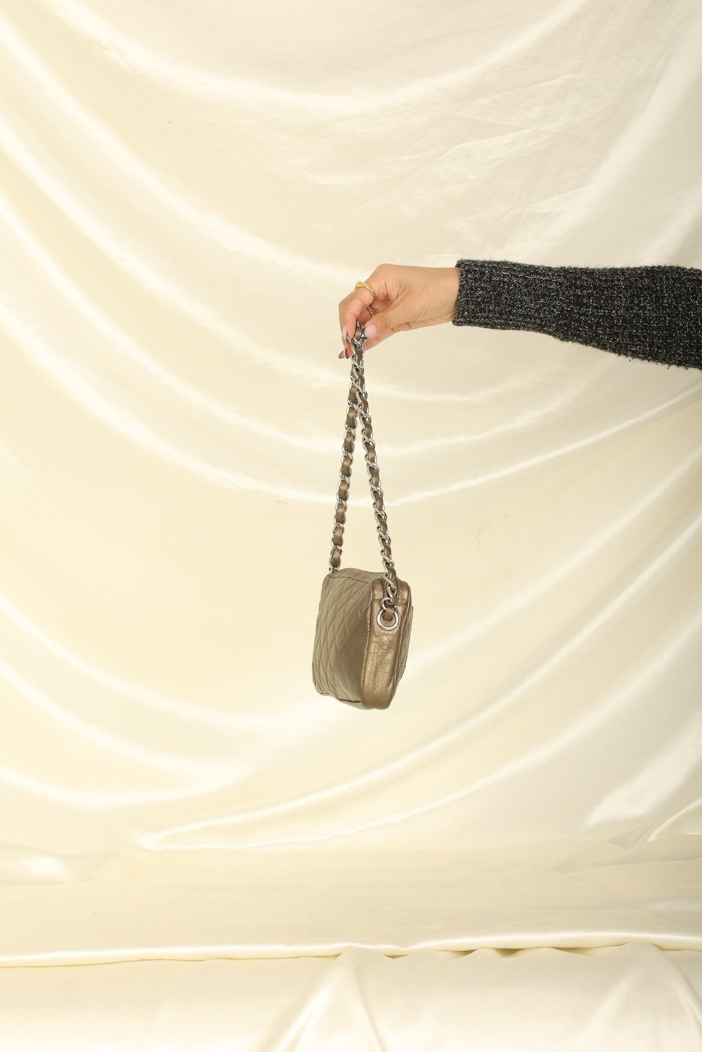 Chanel 2006 Calfskin Metallic Cambon Chain Pochette