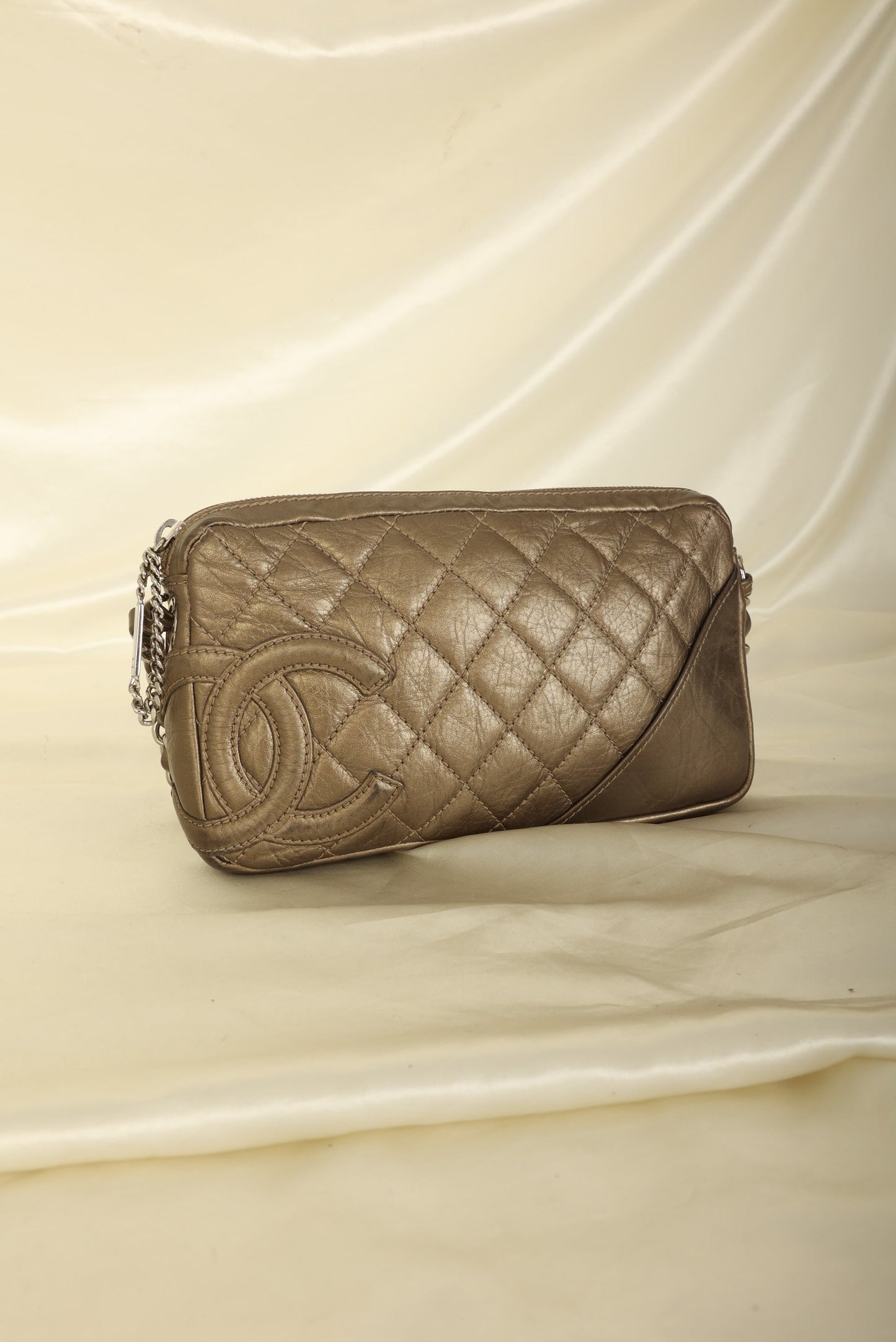 Chanel 2006 Calfskin Metallic Cambon Chain Pochette