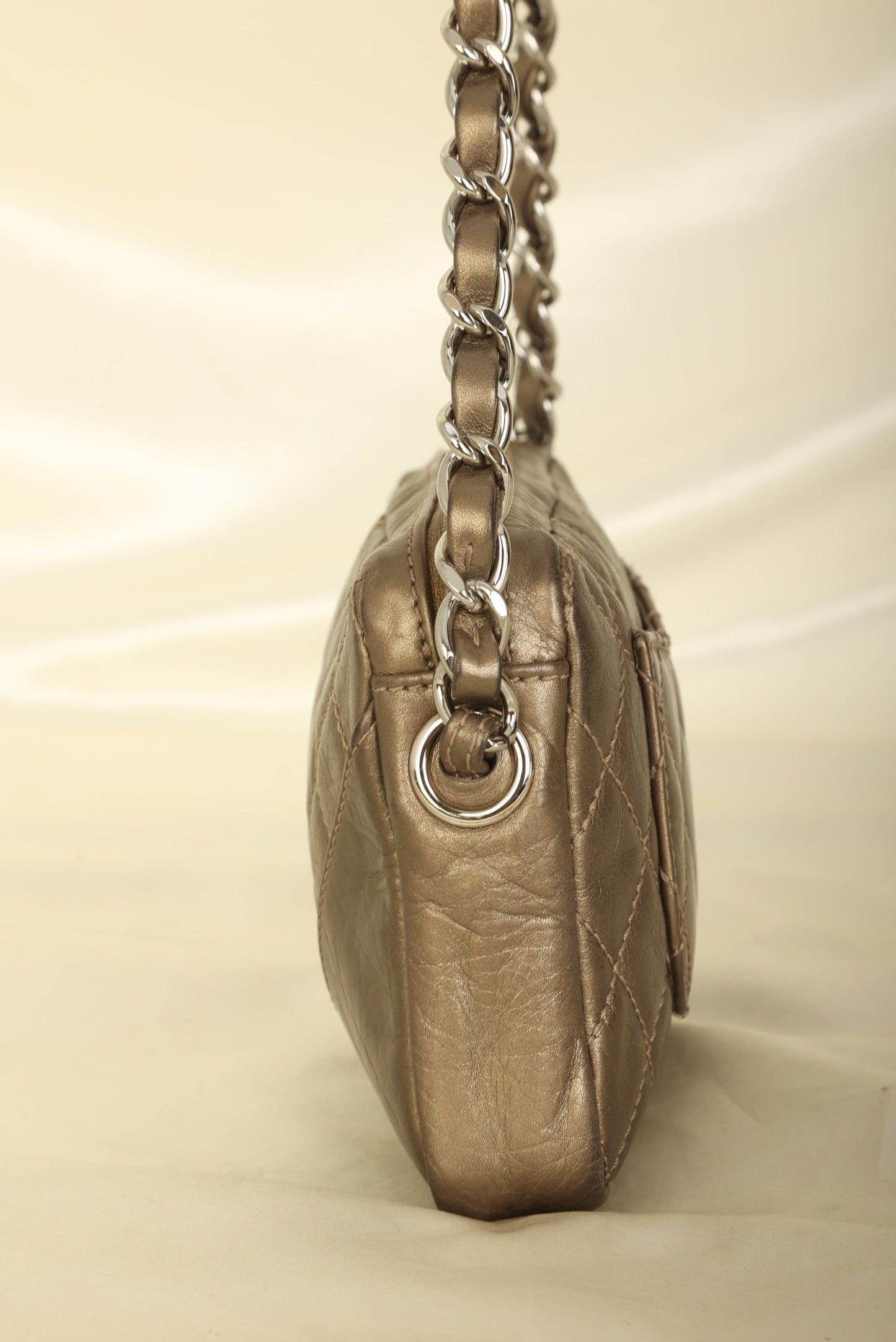 Chanel 2006 Calfskin Metallic Cambon Chain Pochette