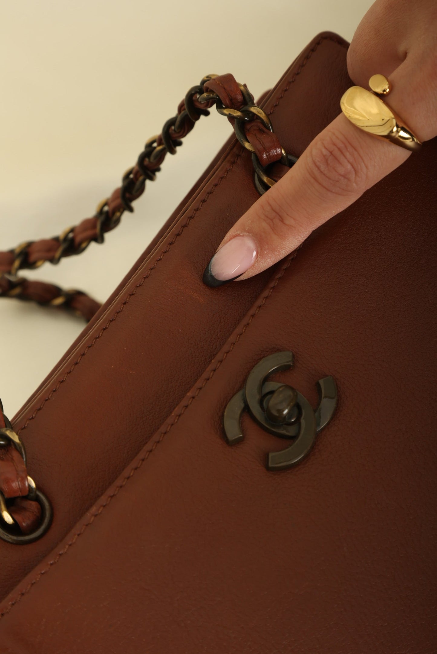 Chanel 1997 Calfskin Turnlock Tote