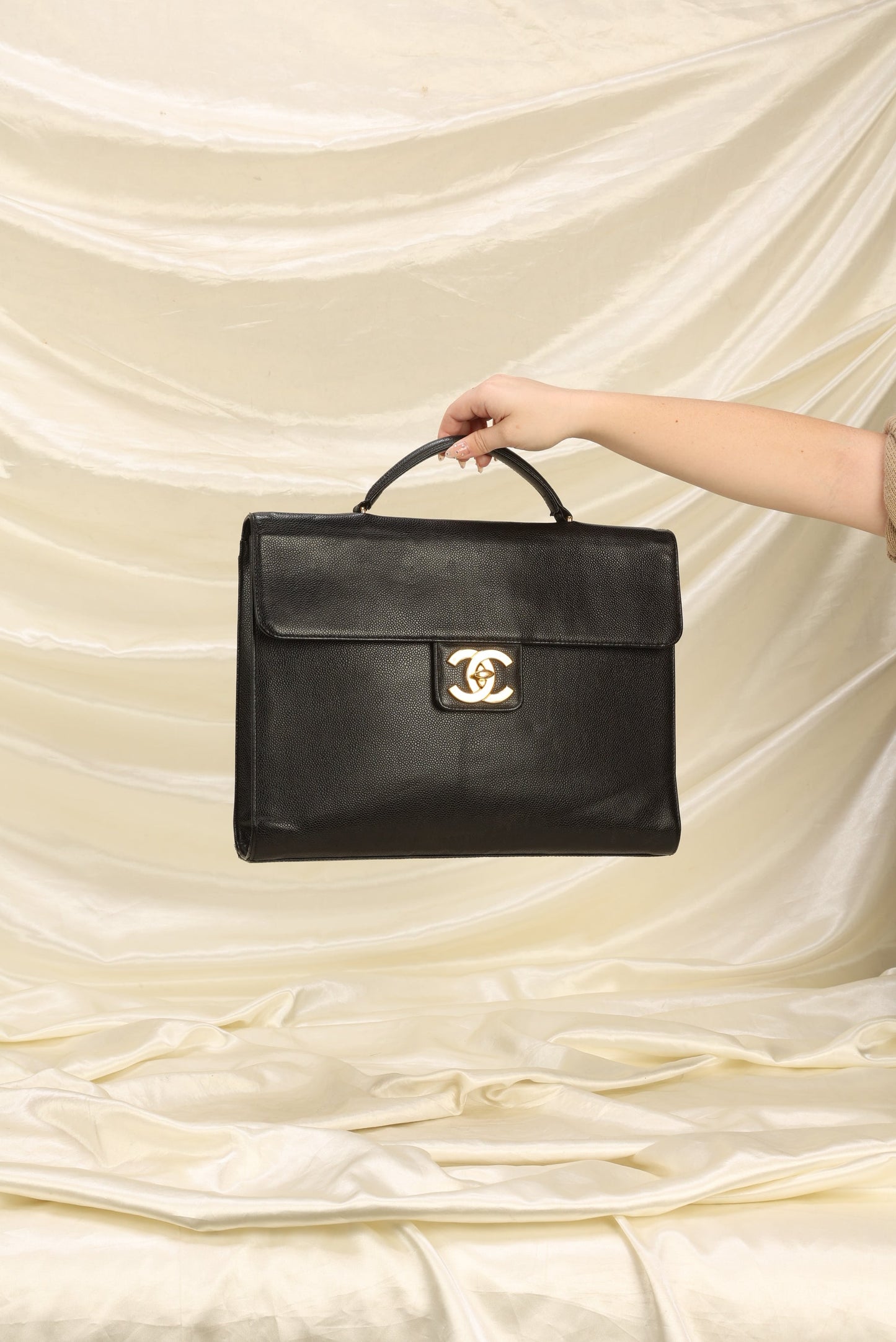 Chanel XL Logo Caviar Briefcase Bag