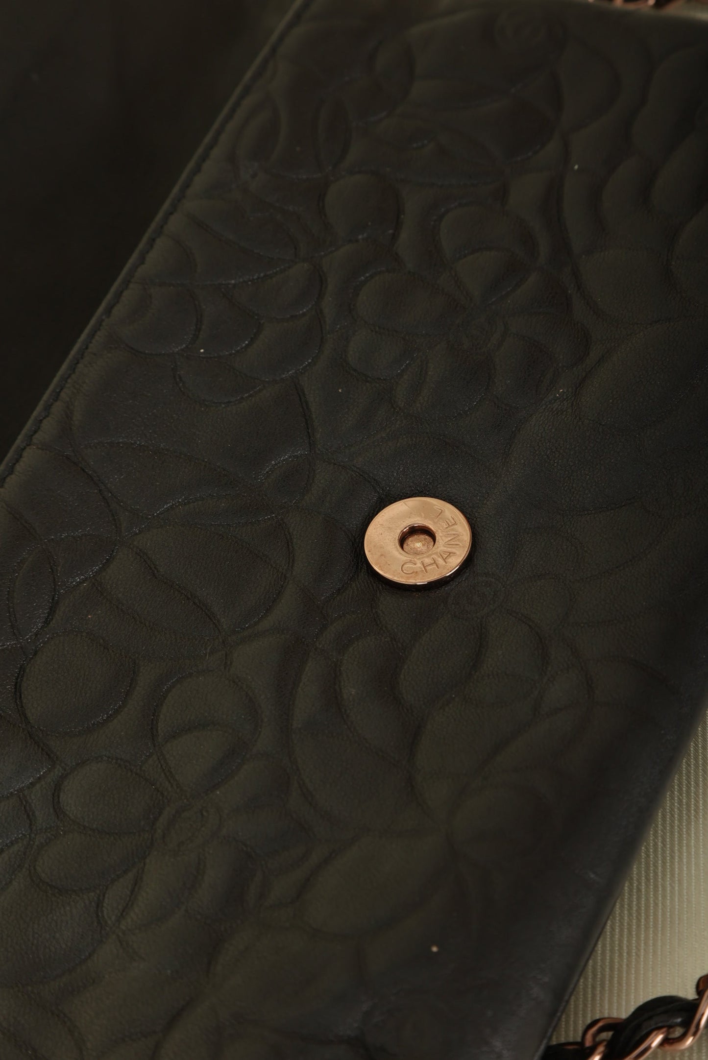 Extremely Rare Chanel Lambskin Camellia Pochette