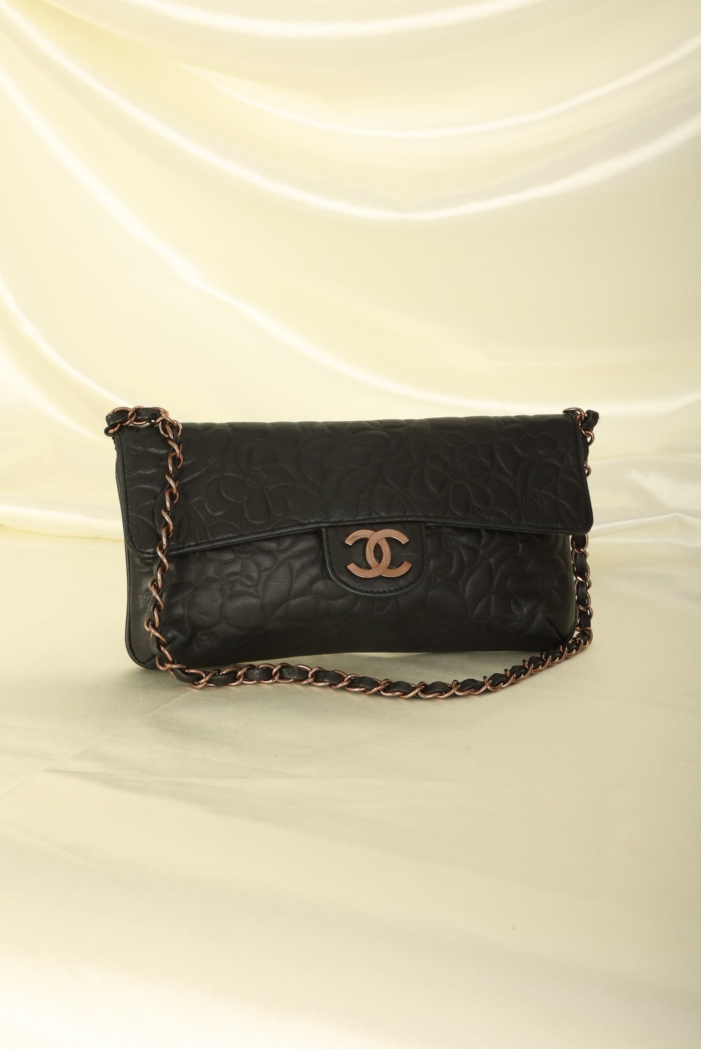 Extremely Rare Chanel Lambskin Camellia Pochette