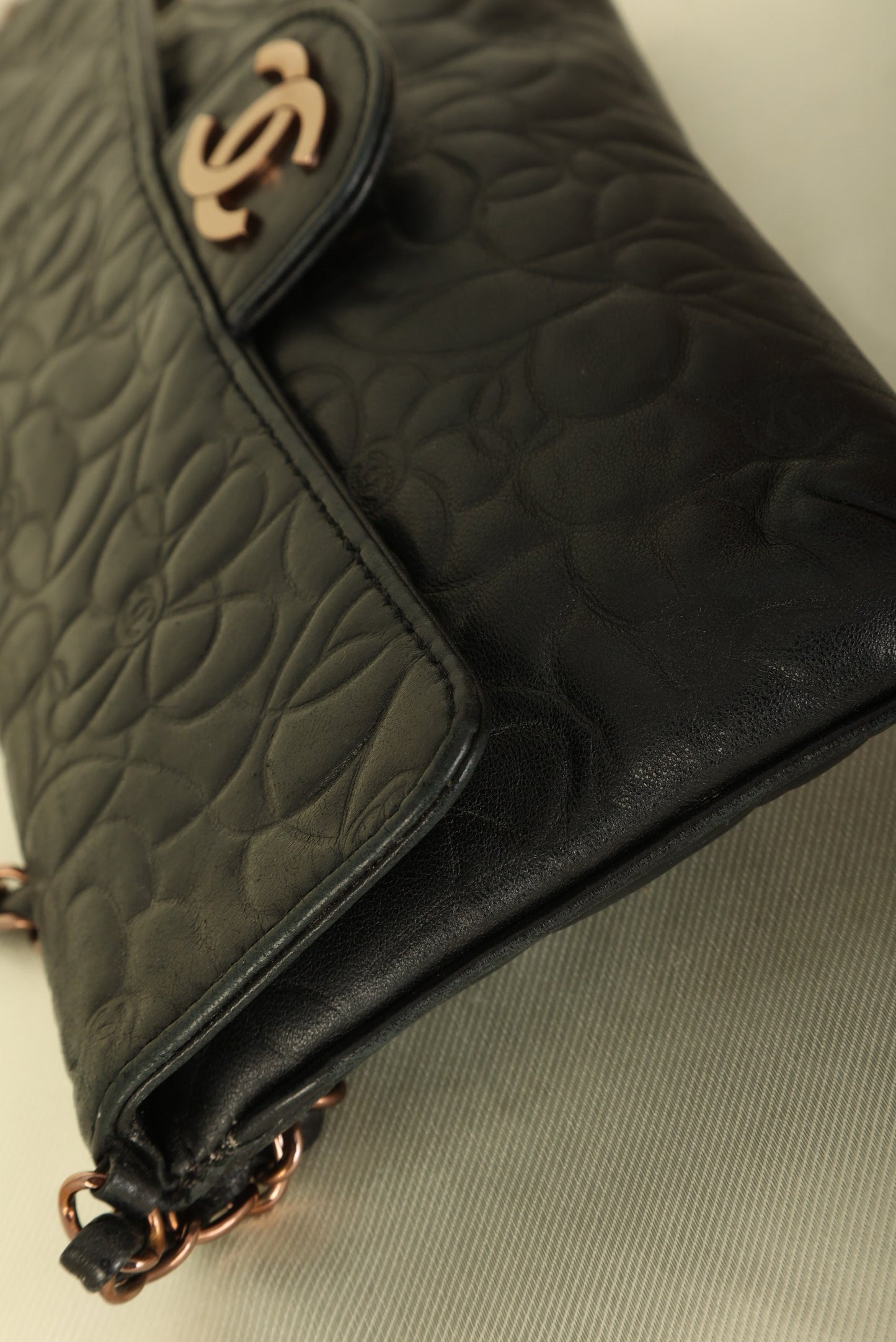 Extremely Rare Chanel Lambskin Camellia Pochette