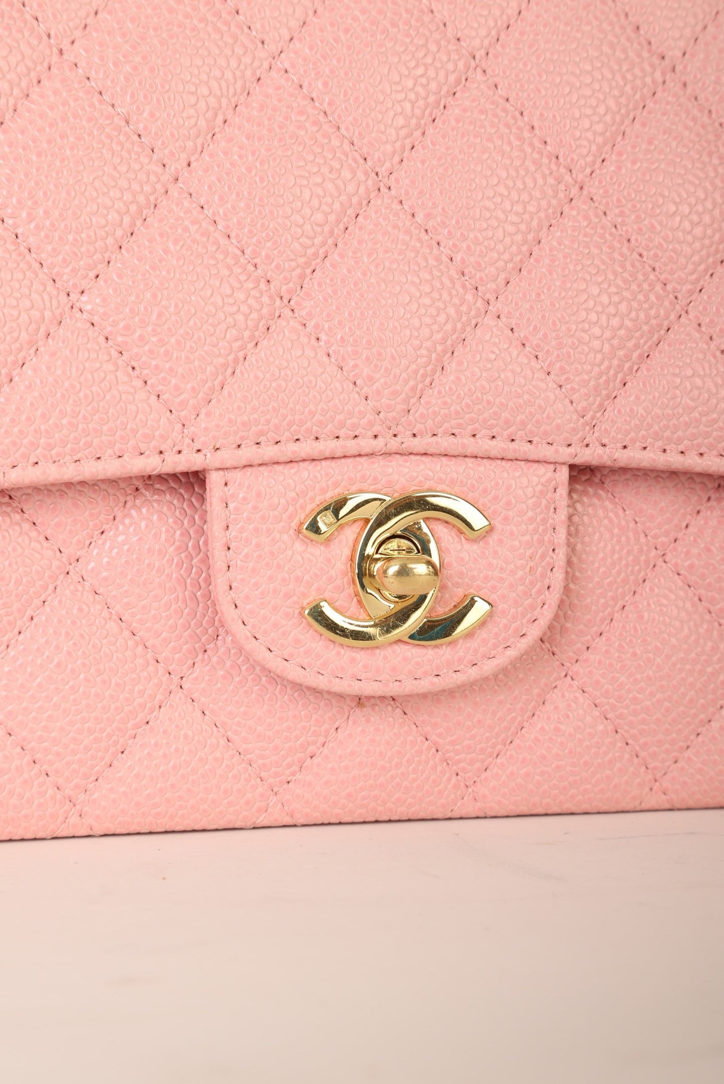Extremely Rare Chanel Rose Sakura Caviar Medium Double Flap