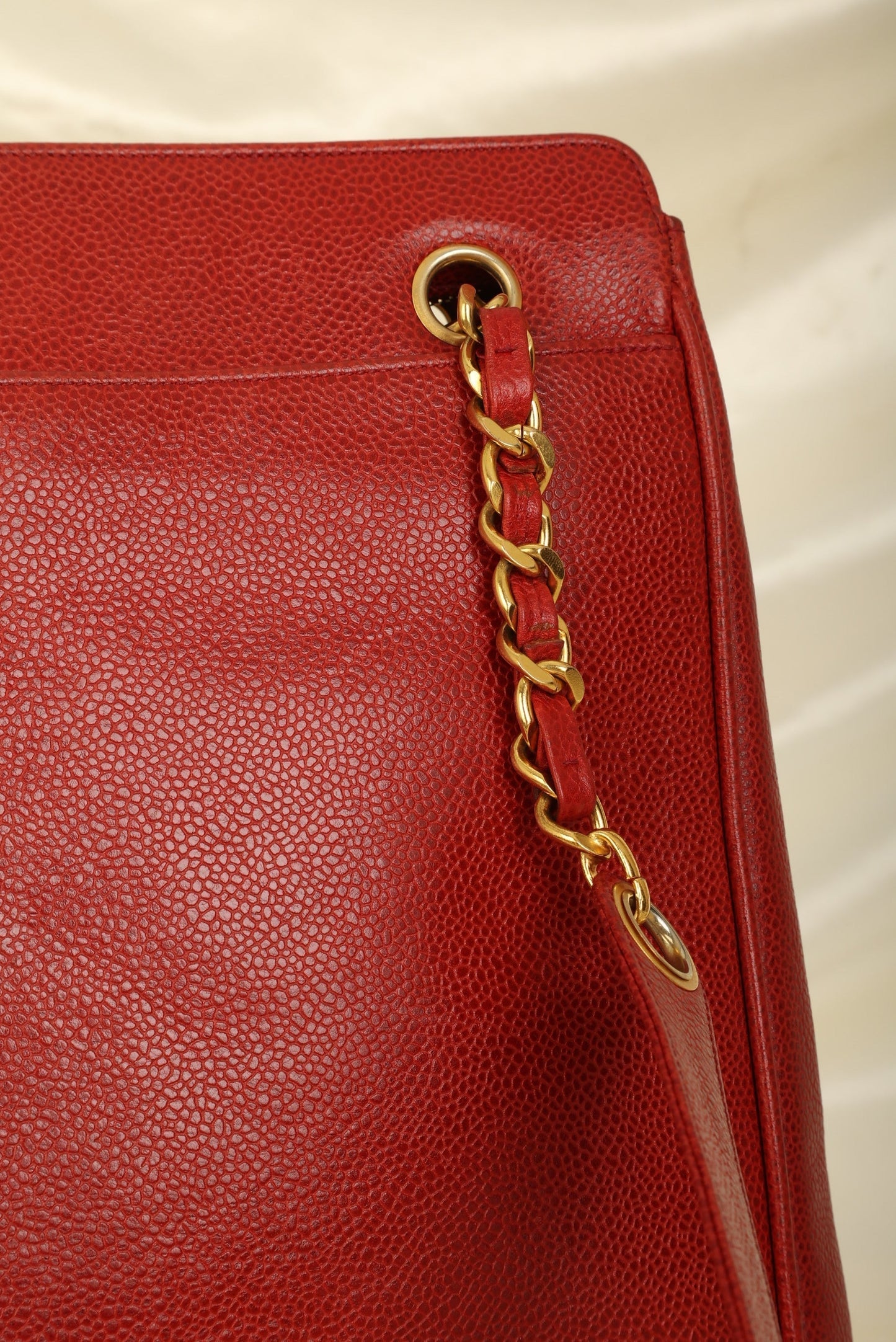 Chanel Caviar Red Logo Tote