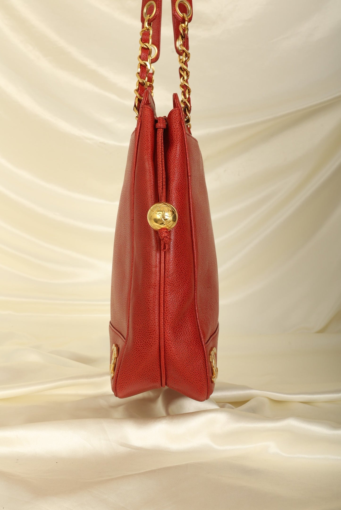 Chanel Caviar Red Logo Tote