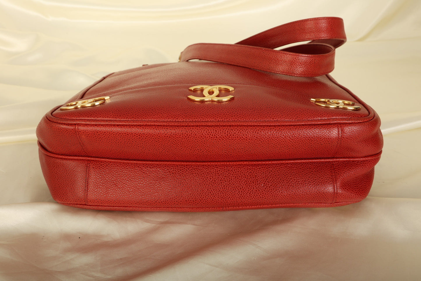 Chanel Caviar Red Logo Tote