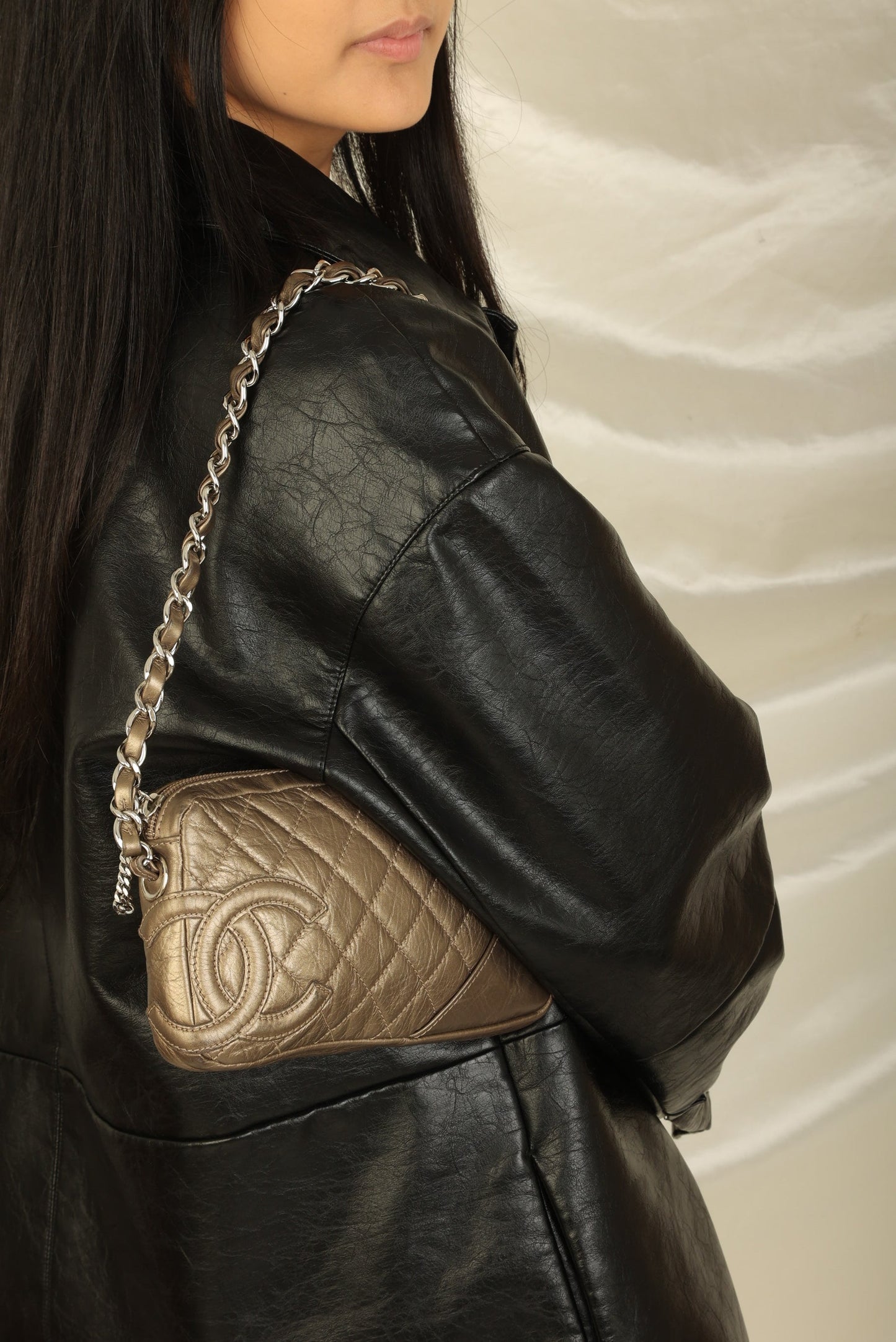 Chanel 2006 Calfskin Metallic Cambon Chain Pochette