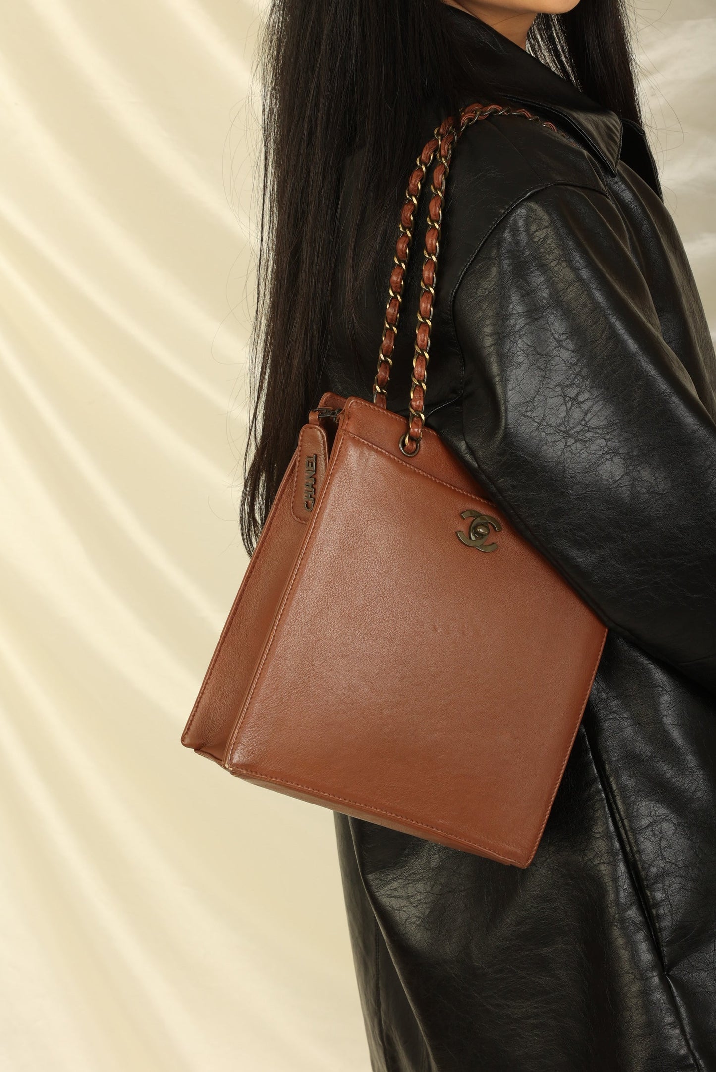 Chanel 1997 Calfskin Turnlock Tote