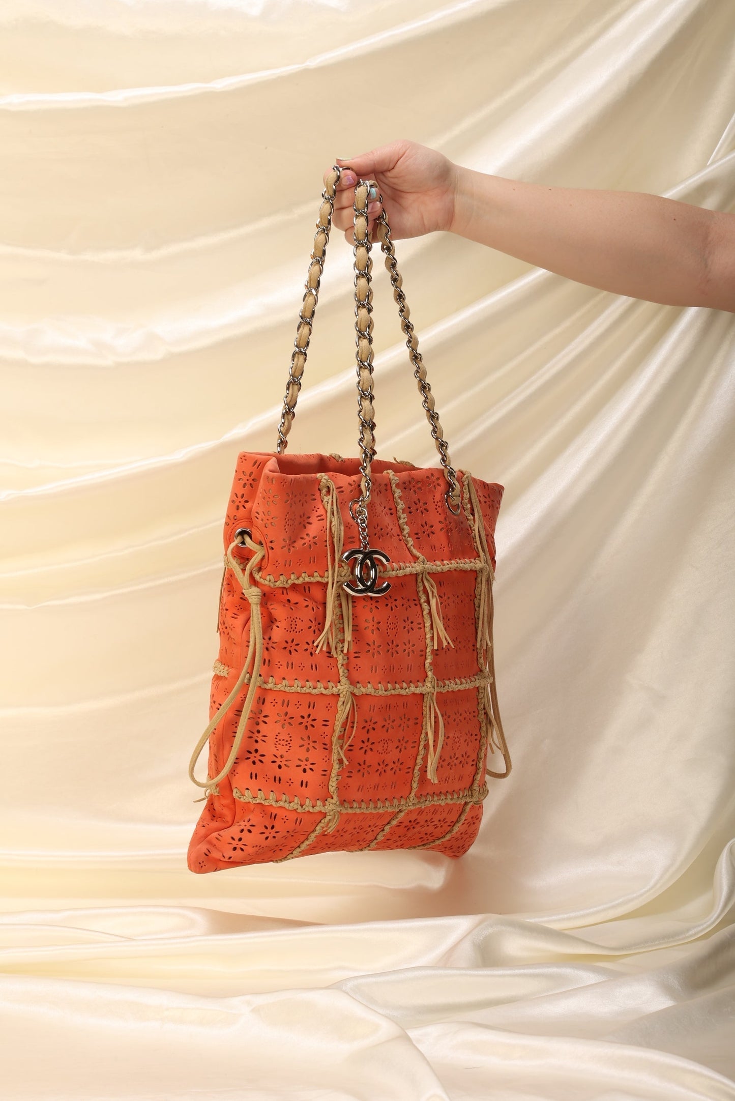 Extremely Rare Chanel Suede Fringe Tote