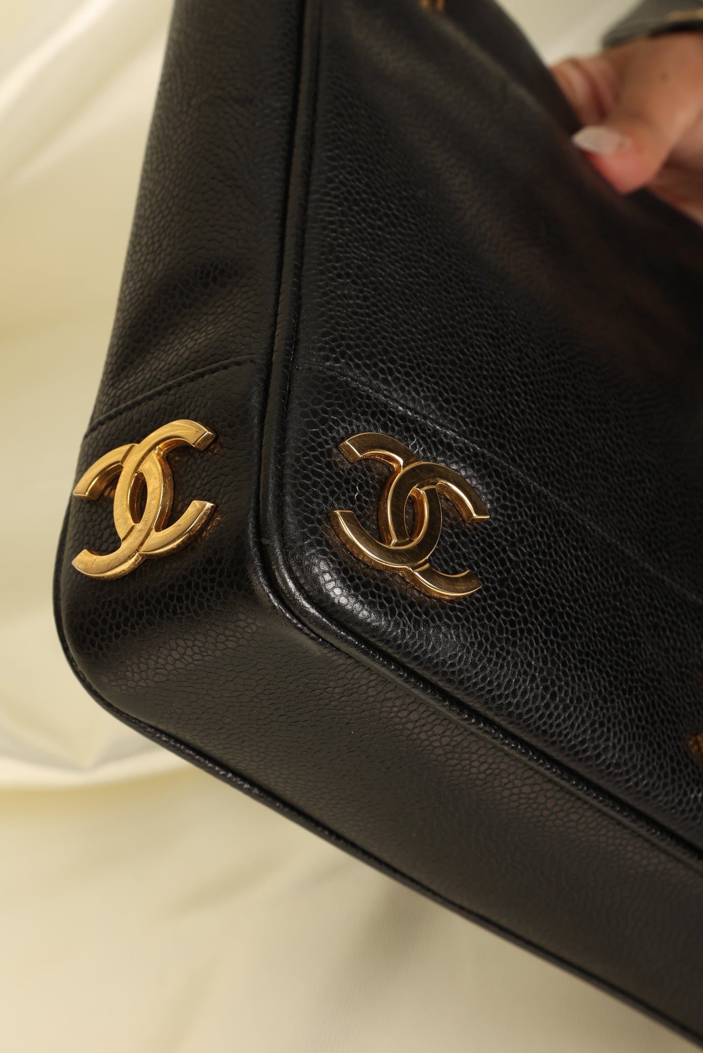Chanel Caviar Mini Logo Tote