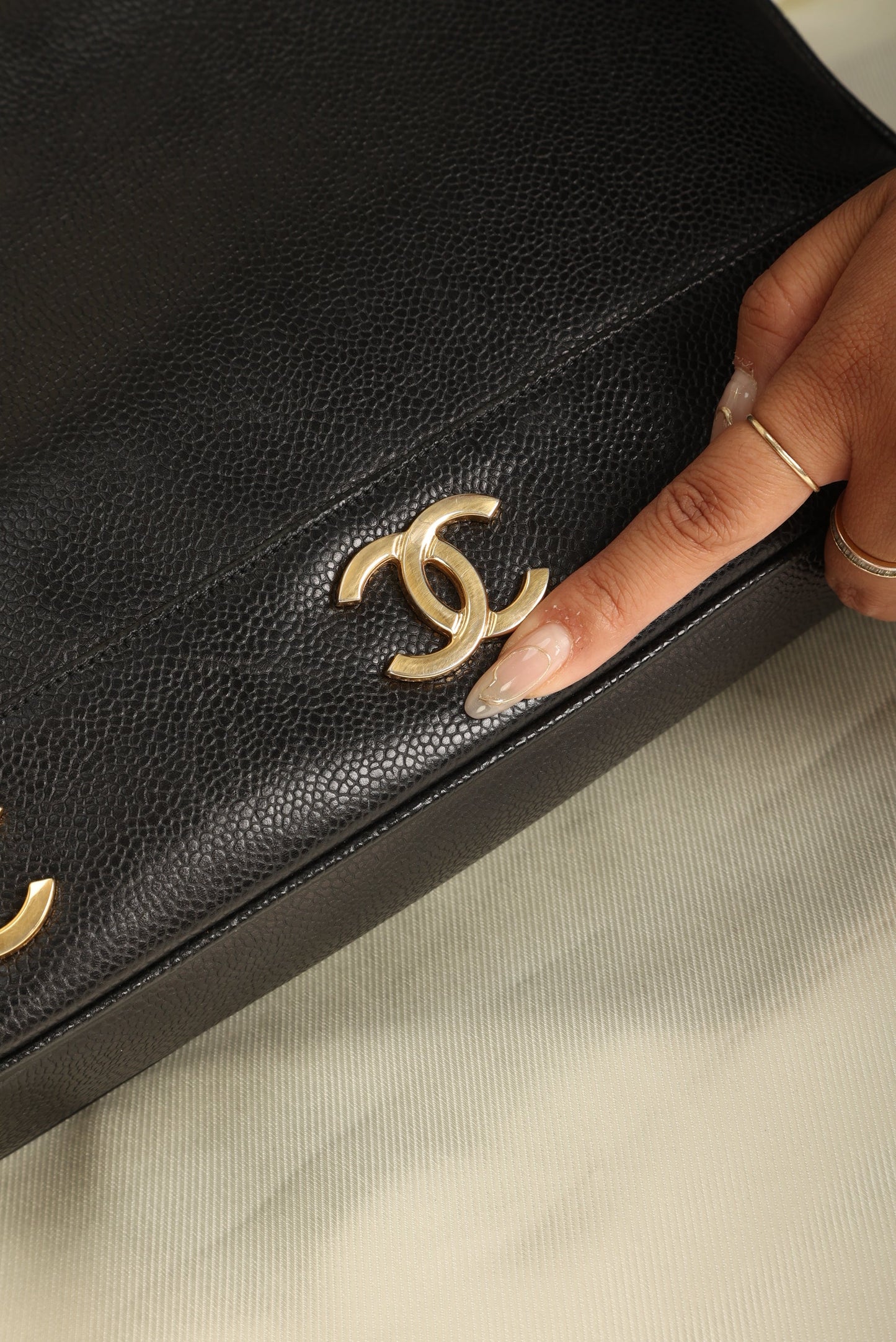 Chanel Caviar Mini Logo Tote