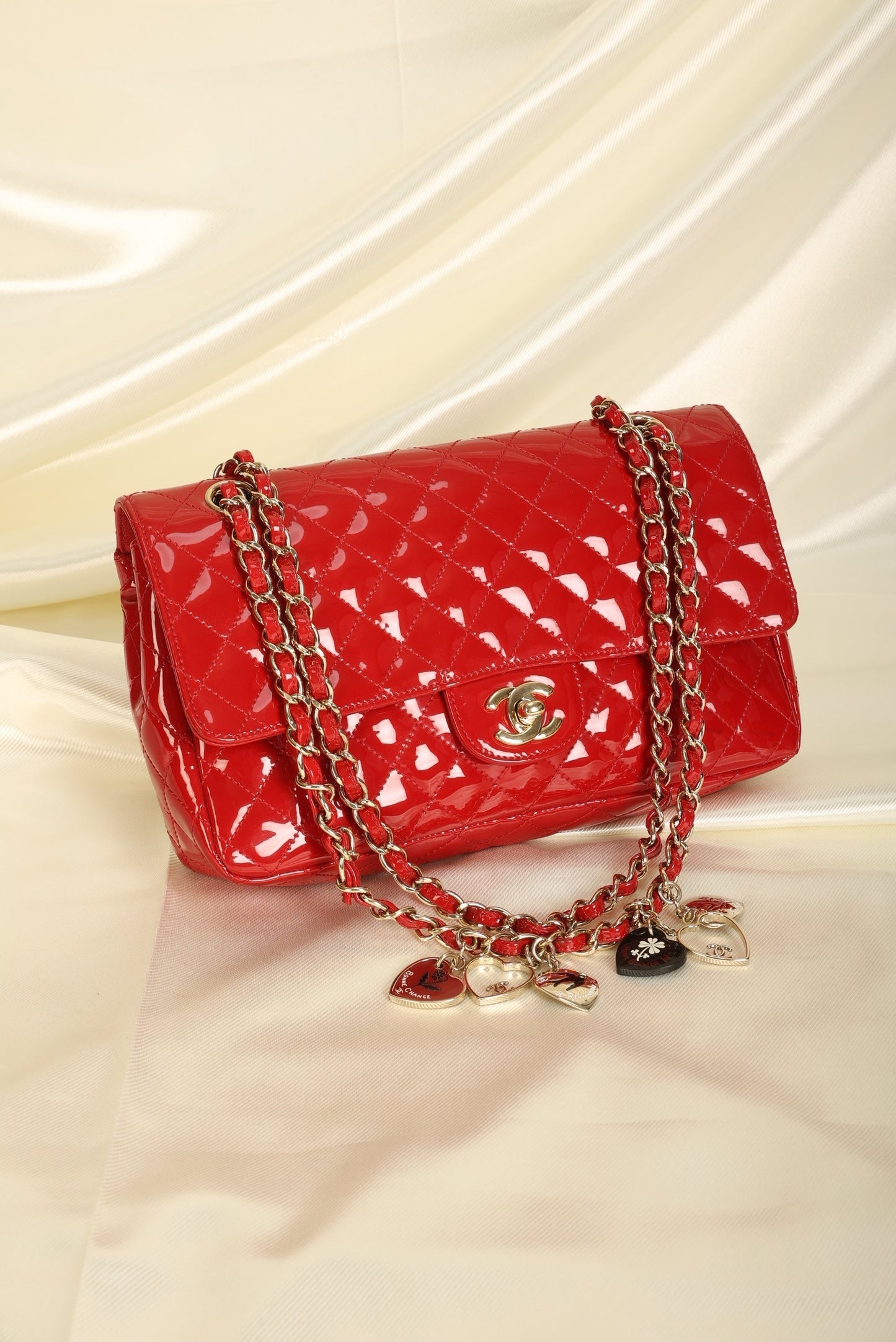 Extremely Rare Chanel Patent Charm Flap Bag