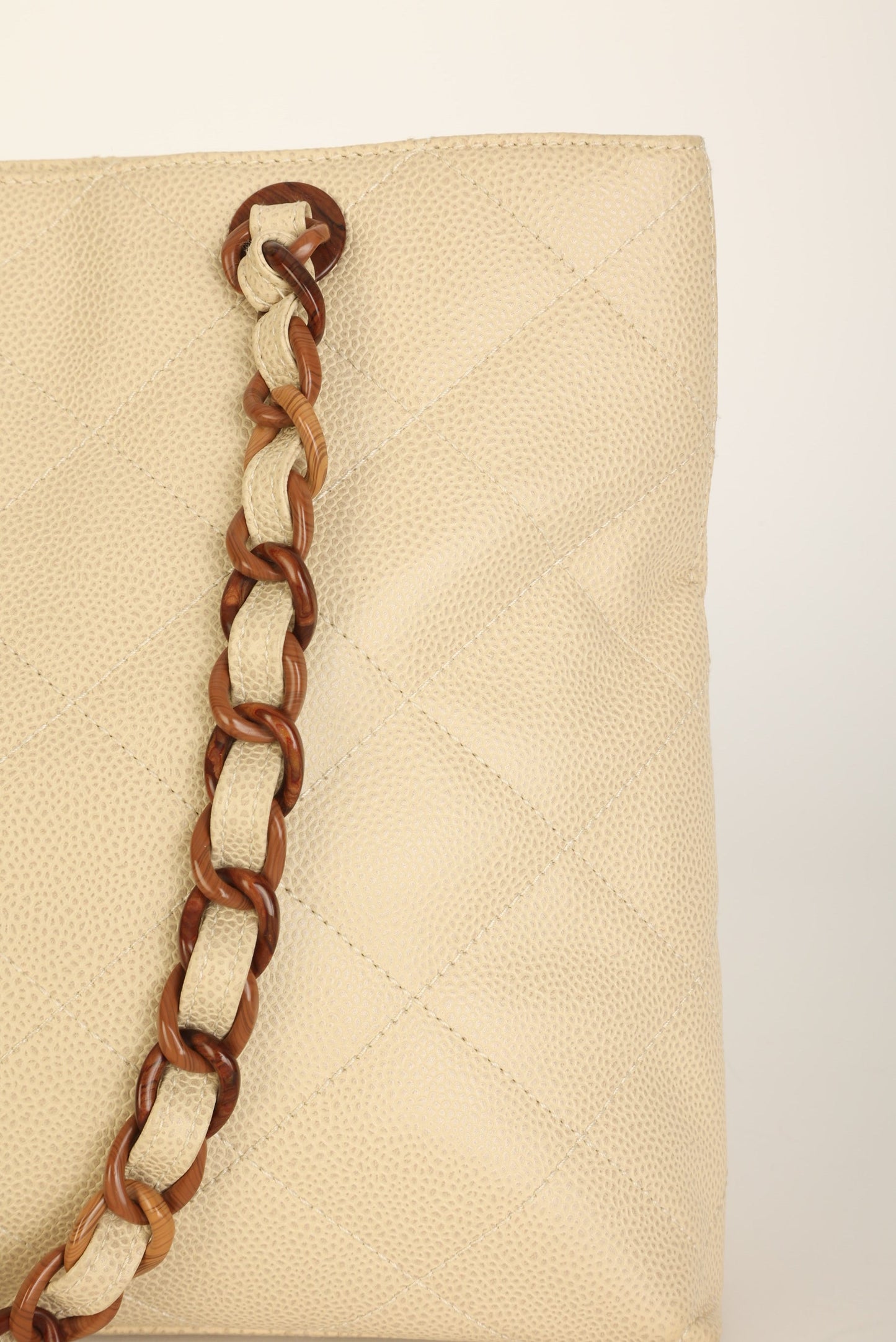 Chanel 2000 Caviar Wood Chain Tote