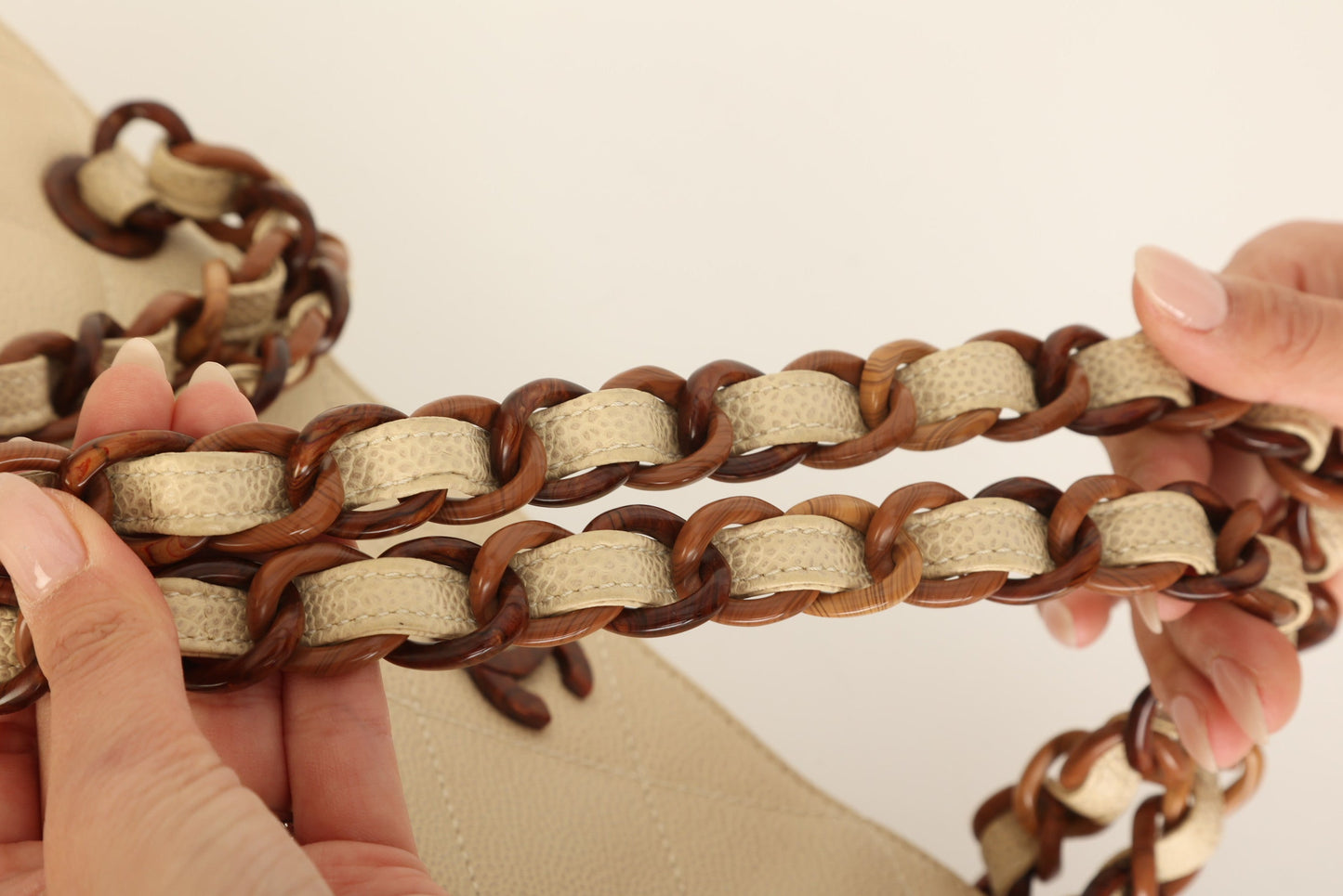 Chanel 2000 Caviar Wood Chain Tote