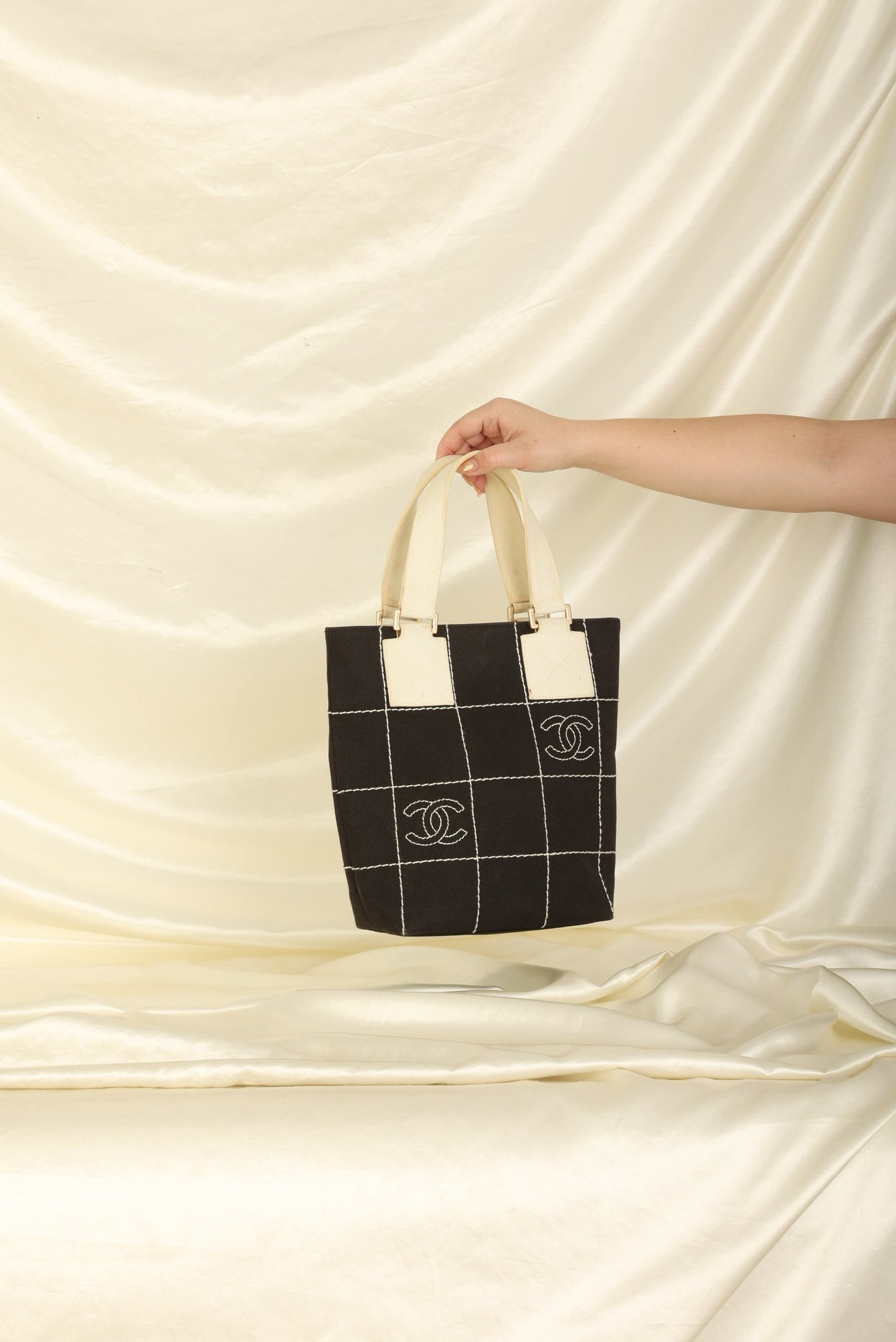 Chanel Canvas Chocolate Bar Mini Tote