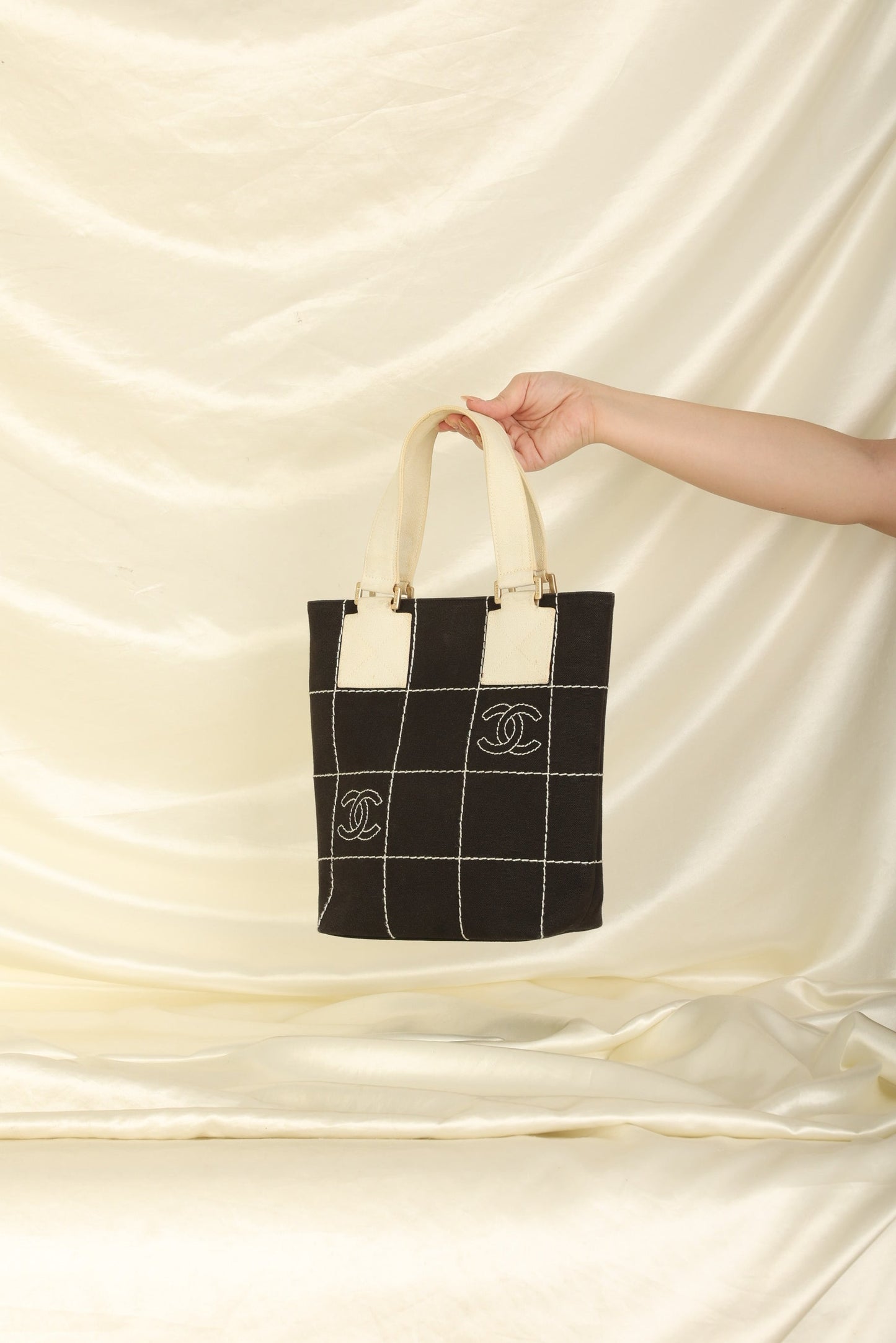 Chanel Canvas Chocolate Bar Mini Tote