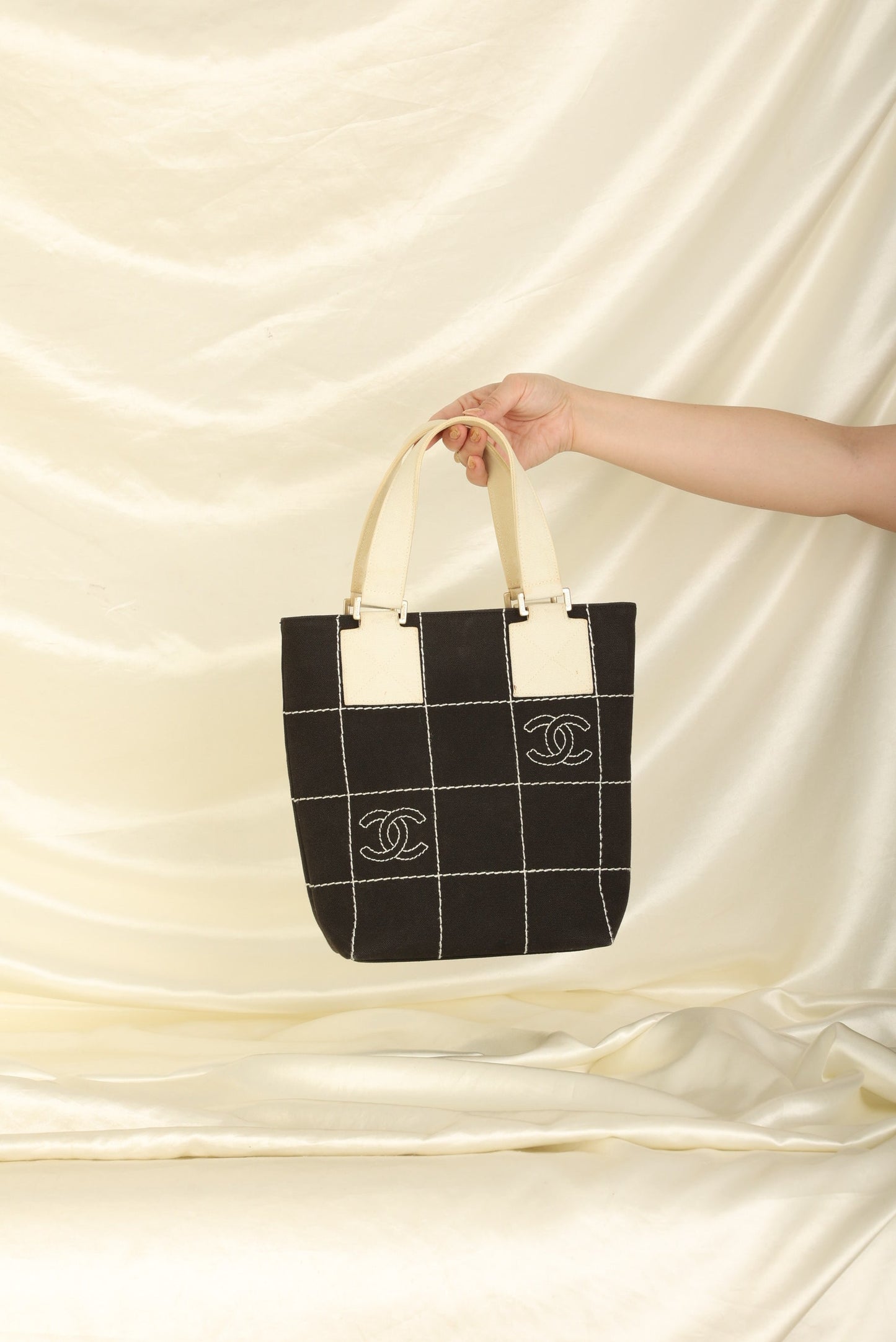 Chanel Canvas Chocolate Bar Mini Tote