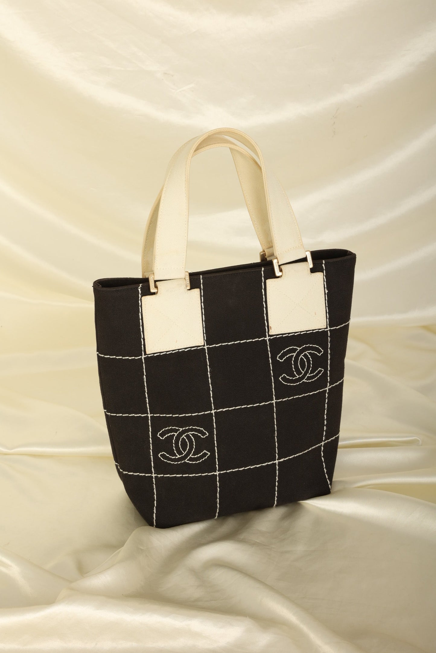 Chanel Canvas Chocolate Bar Mini Tote