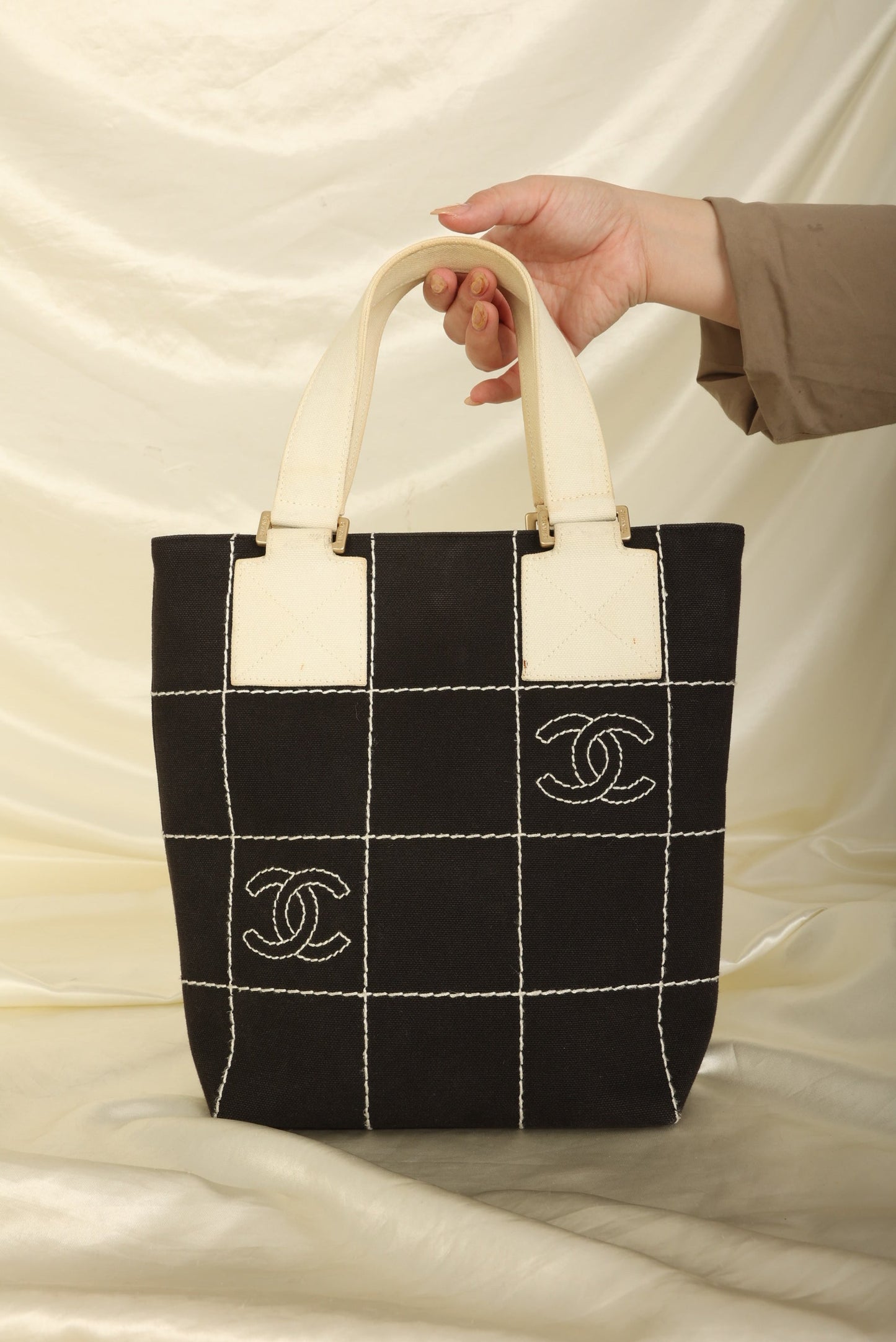 Chanel Canvas Chocolate Bar Mini Tote