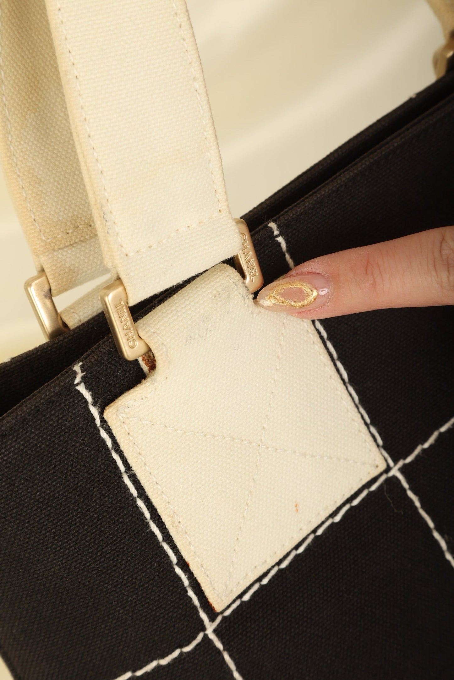 Chanel Canvas Chocolate Bar Mini Tote